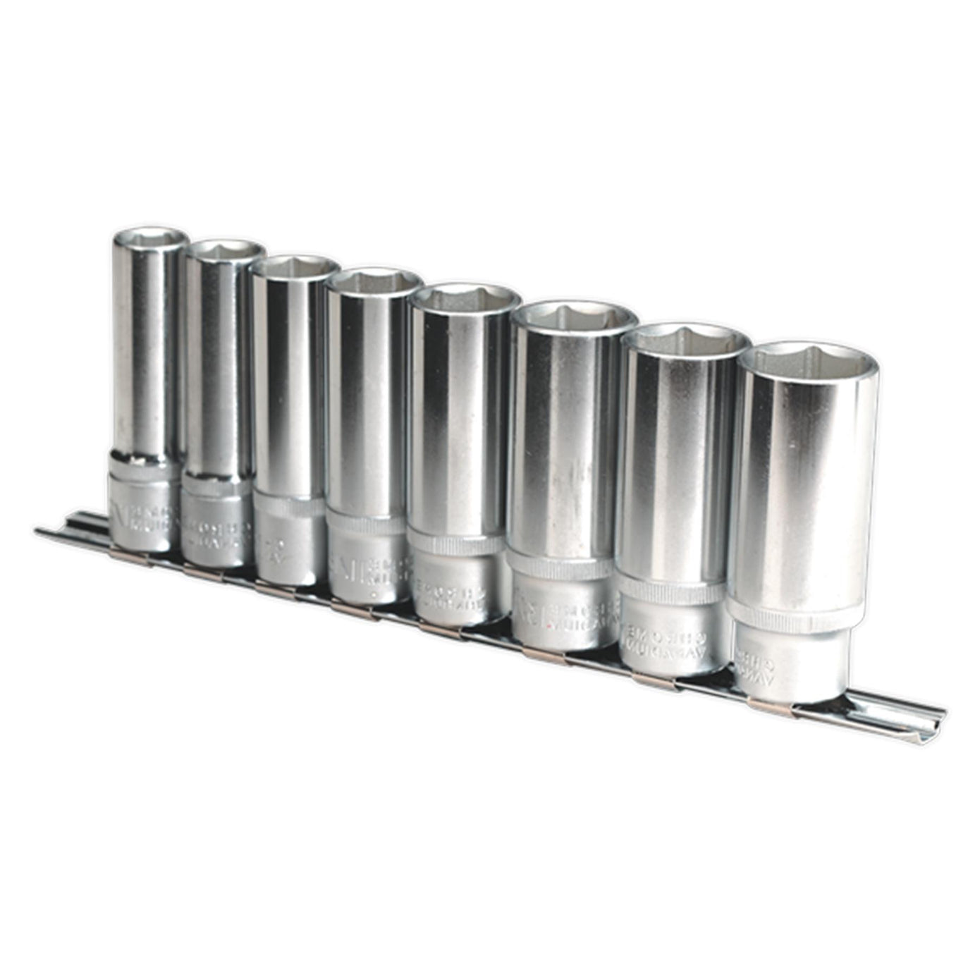 Sealey Deep Socket Set 1/2Inch Sq Drive 8pc 1/2"-15/16" 6pt WallDrive® Imperial