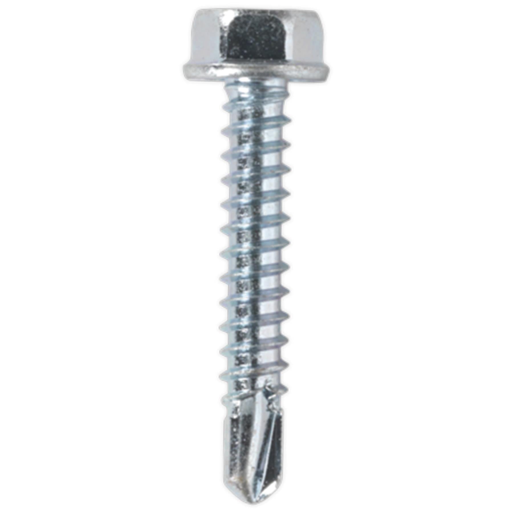 Sealey Self Drilling Screw 4.2 x 25mm Hex Head Zinc Pack of 100