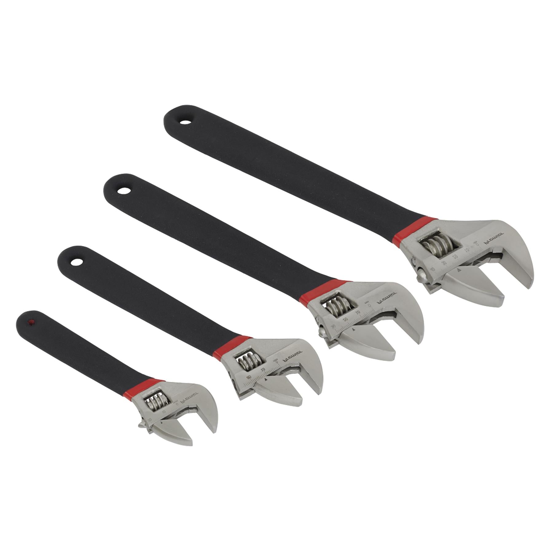 Sealey Adjustable Wrench Set 4pc Ni-Fe Finish