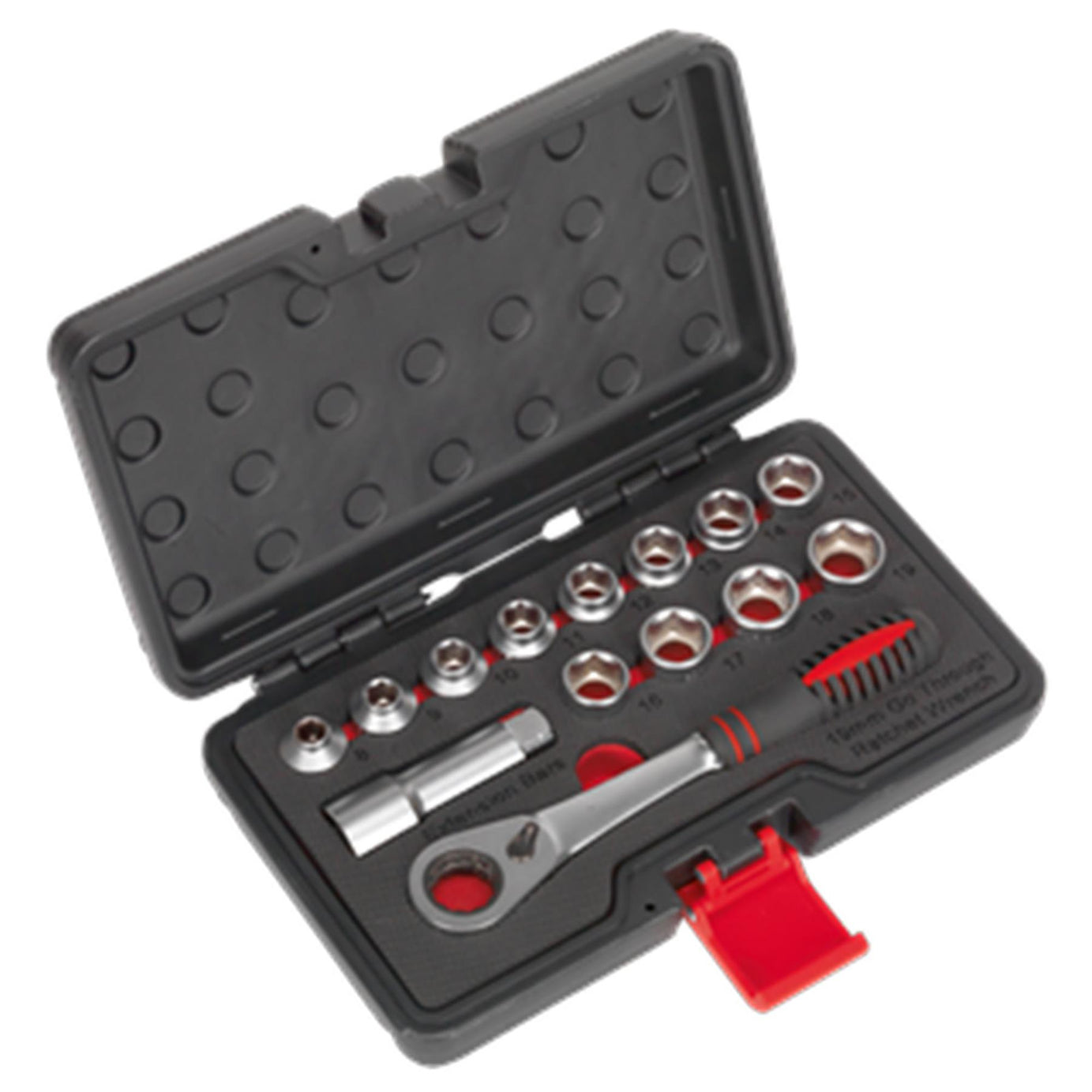 Sealey Socket Set 14pc Go-Through Low Profile WallDrive Metric