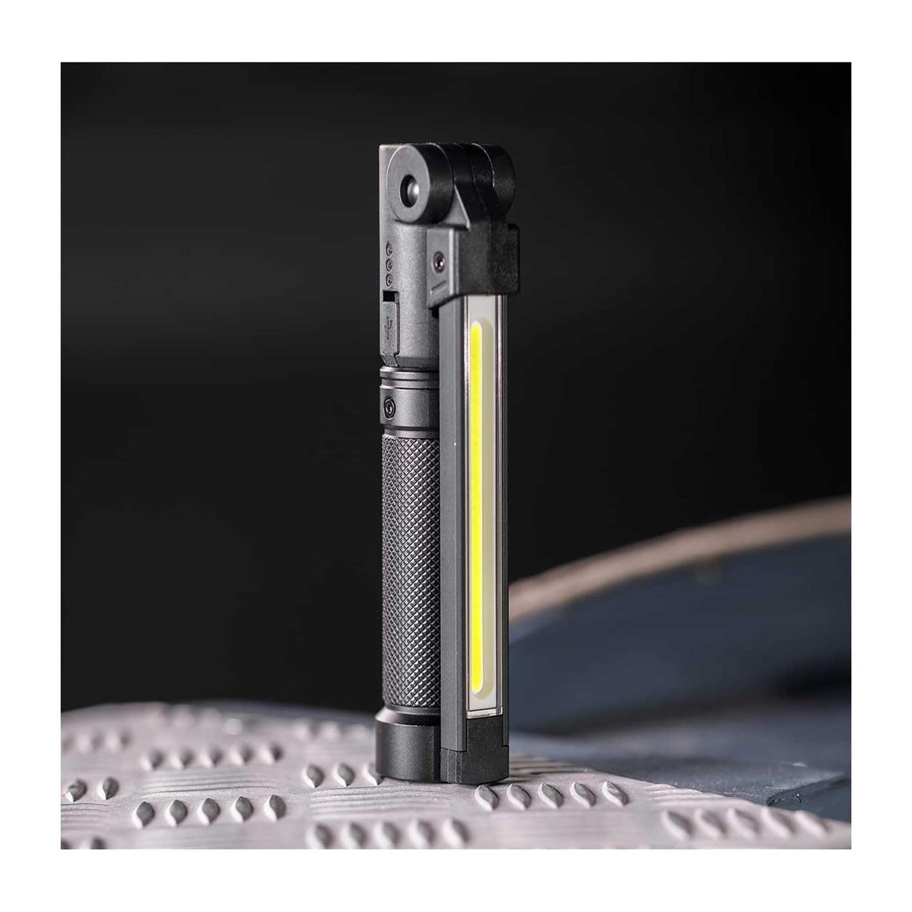 Sealey Rechargeable Aluminium Folding Pocket Light 2 COB & 1 SMD LED