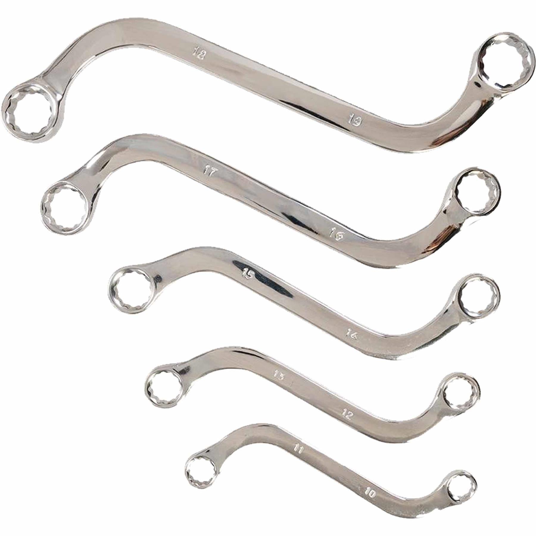 5 Piece Metric S Shaped Obstruction Spanner Wrench Set