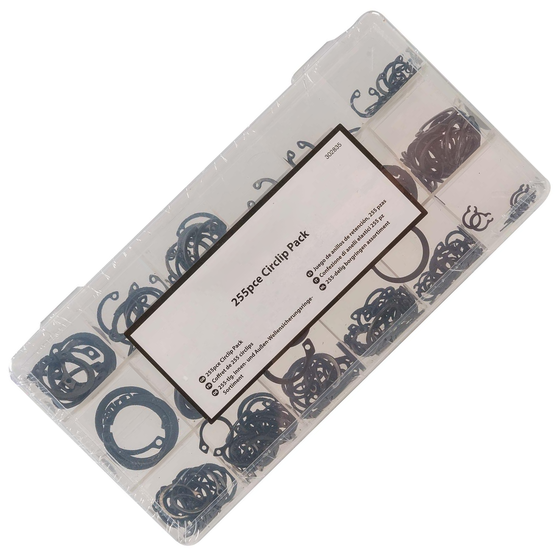 Circlips Pack 255 Piece External Shaft Internal Bores Chemically Blackened Steel