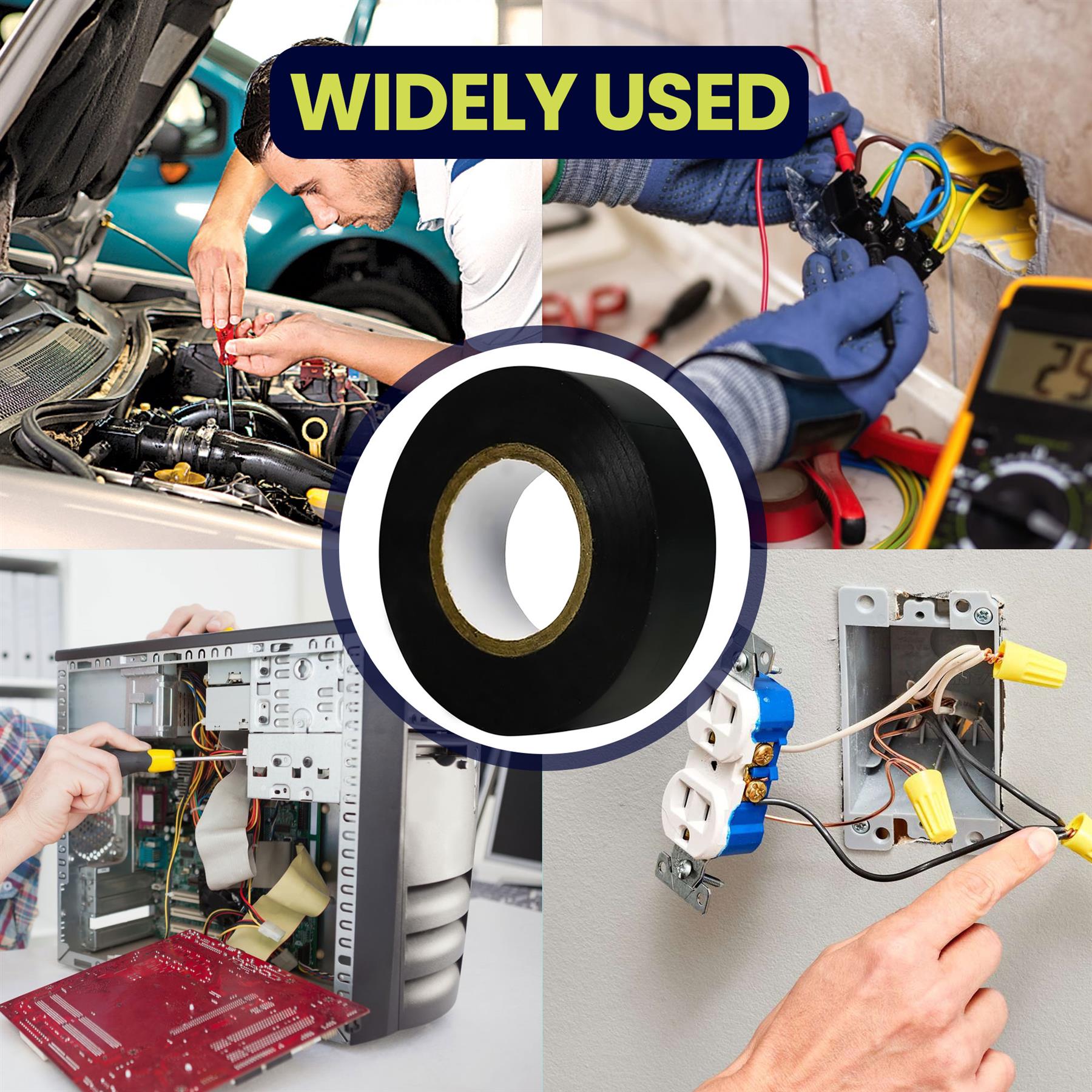 19mm x 33m Black Electrical PVC Insulation / Insulating Tape Flame Retardant 35PCS