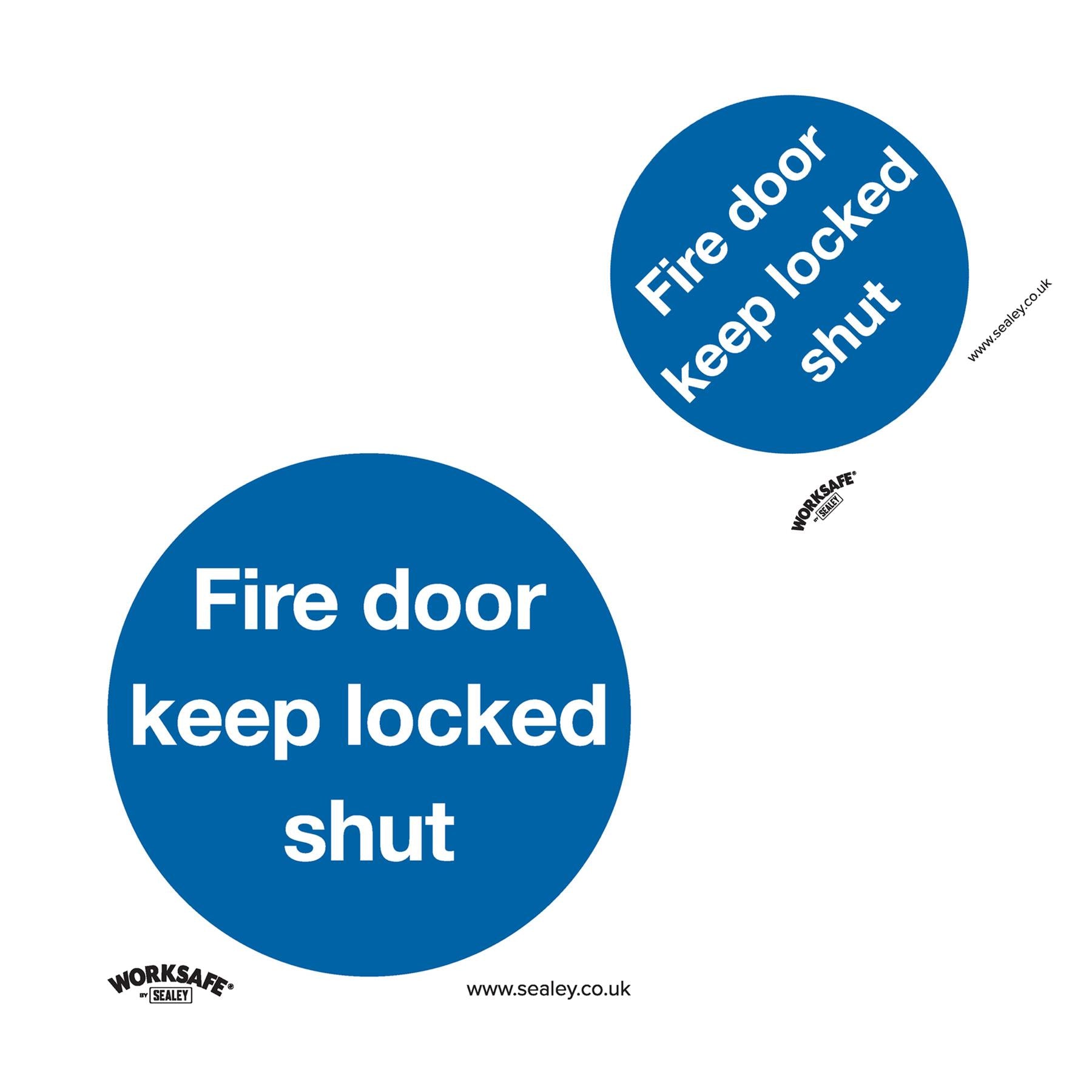 Sealey Safety Sign - Fire Door Keep Locked Shut- Plastic - Pk of 10