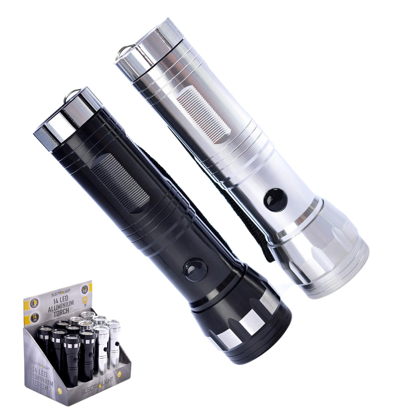 BlueSpot Electralight 14 LED Aluminium Torch With Batteries 70 Lumen Silver/Black