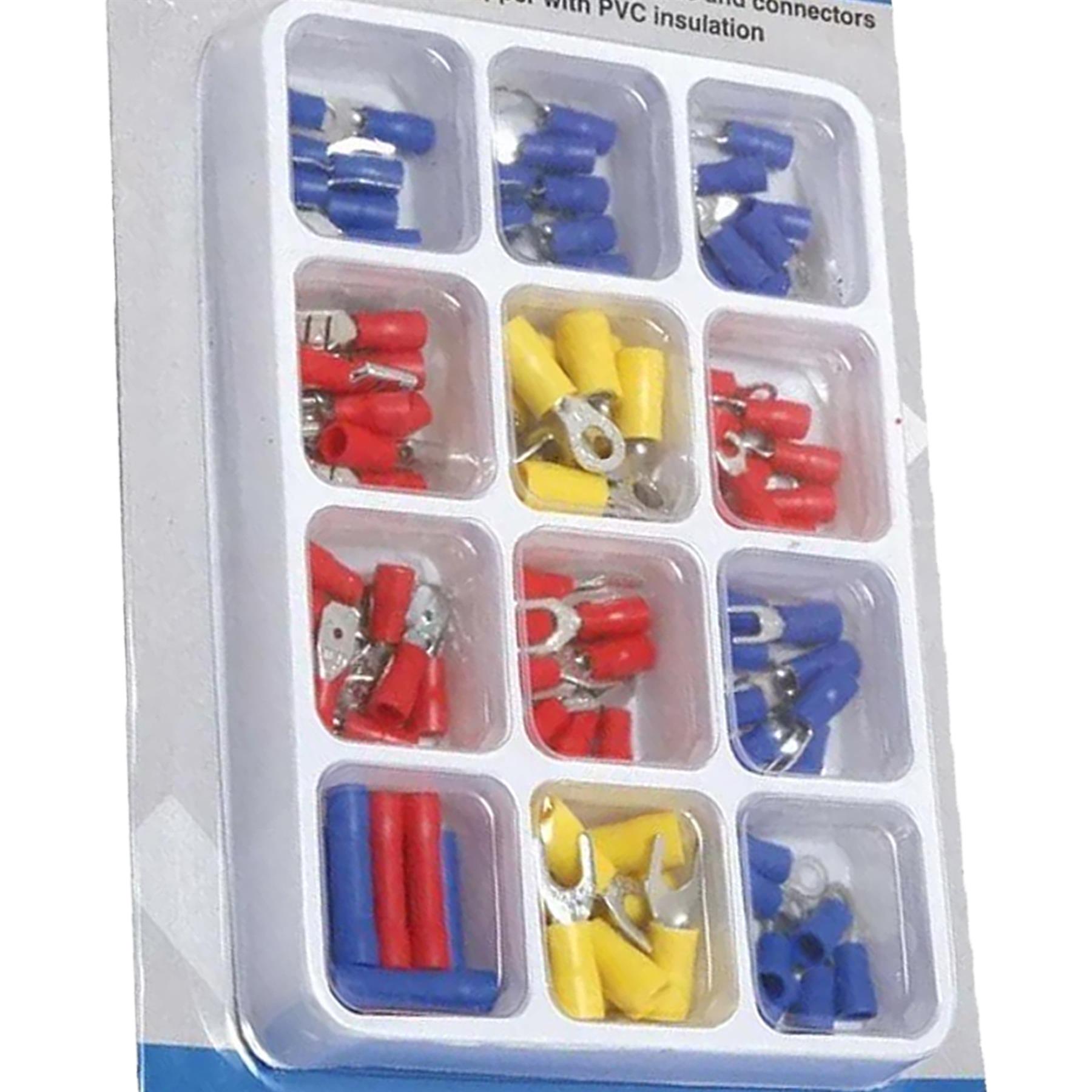 Electrical Crimp Ring Spade Connectors/Insulated Wire Terminals Set 100pc
