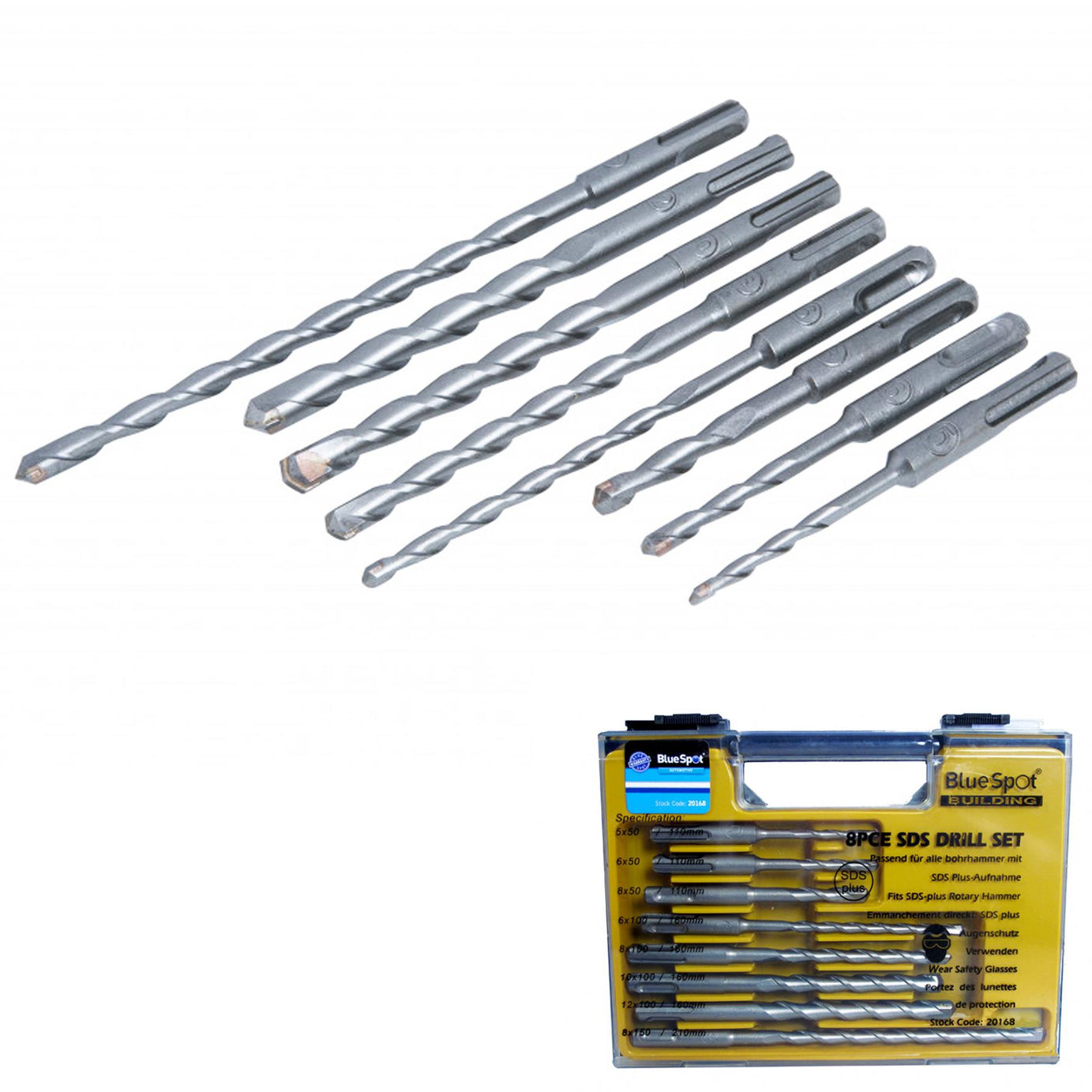 BlueSpot 8 PCE SDS MASONRY Drill Bit Set Tools 5-12mm