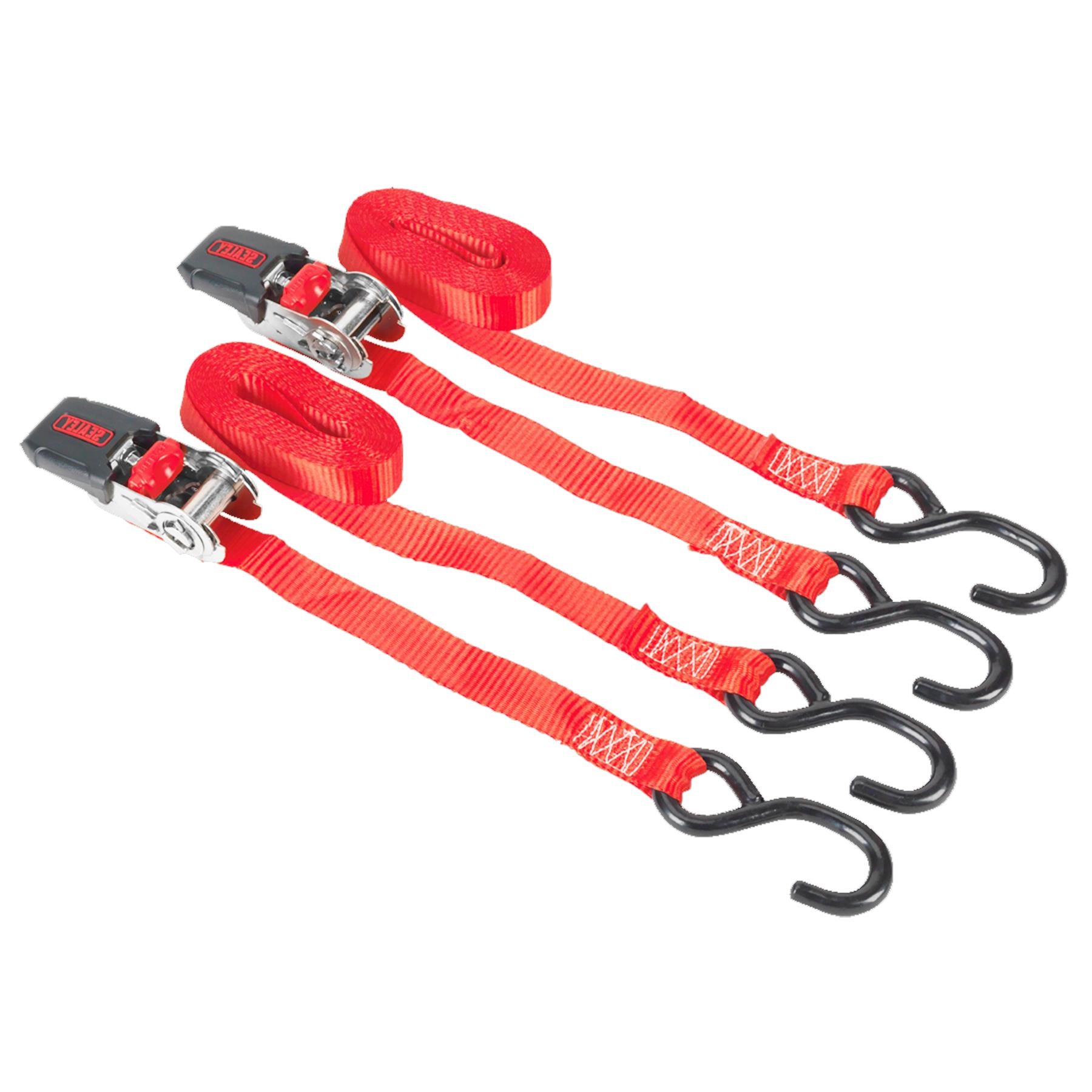 Sealey Ratchet Tie Down 25mm x 4m Poly Web 800kg Load Test - Pair