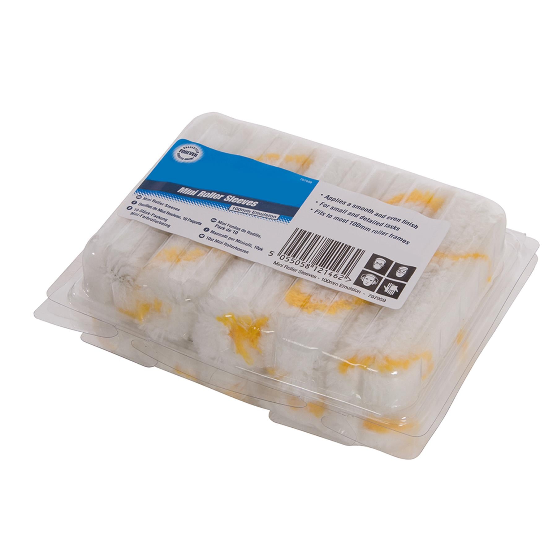 10Pk 100mm Mini Roller Sleeves For Use With Gloss Ideal For Detailed Tasks