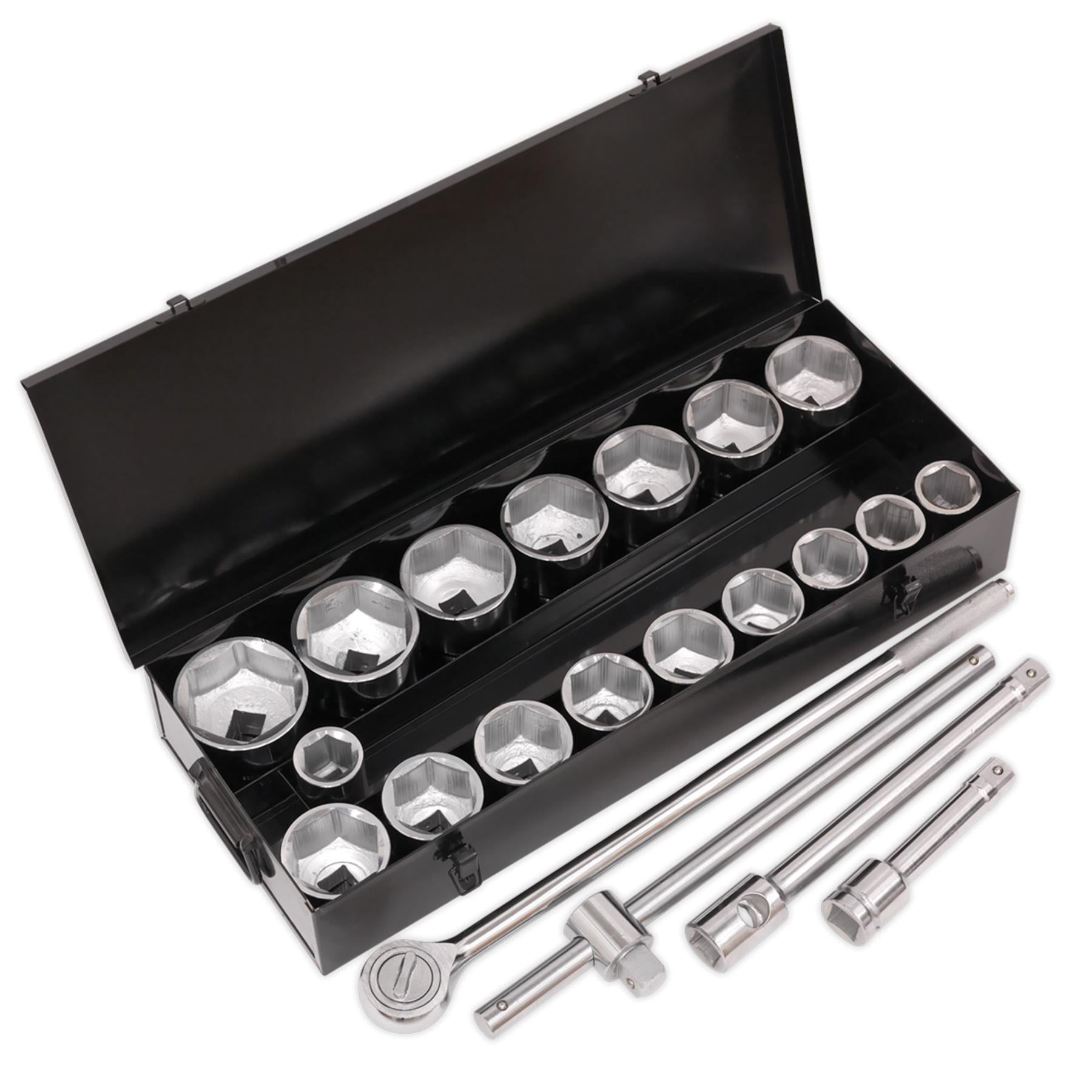 Sealey Socket Set 21pc 1"Sq Drive 6pt WallDrive Metric