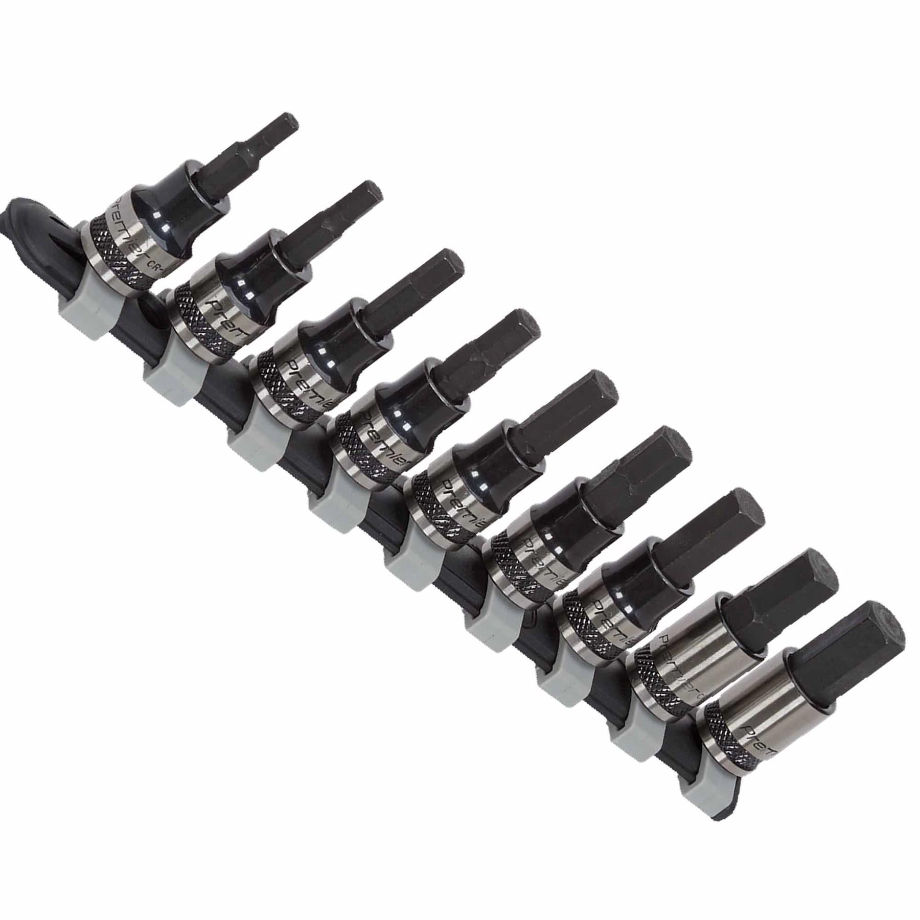 Sealey Hex Key Socket Bit Set 9pc 3/8"Sq Drive Metric Black