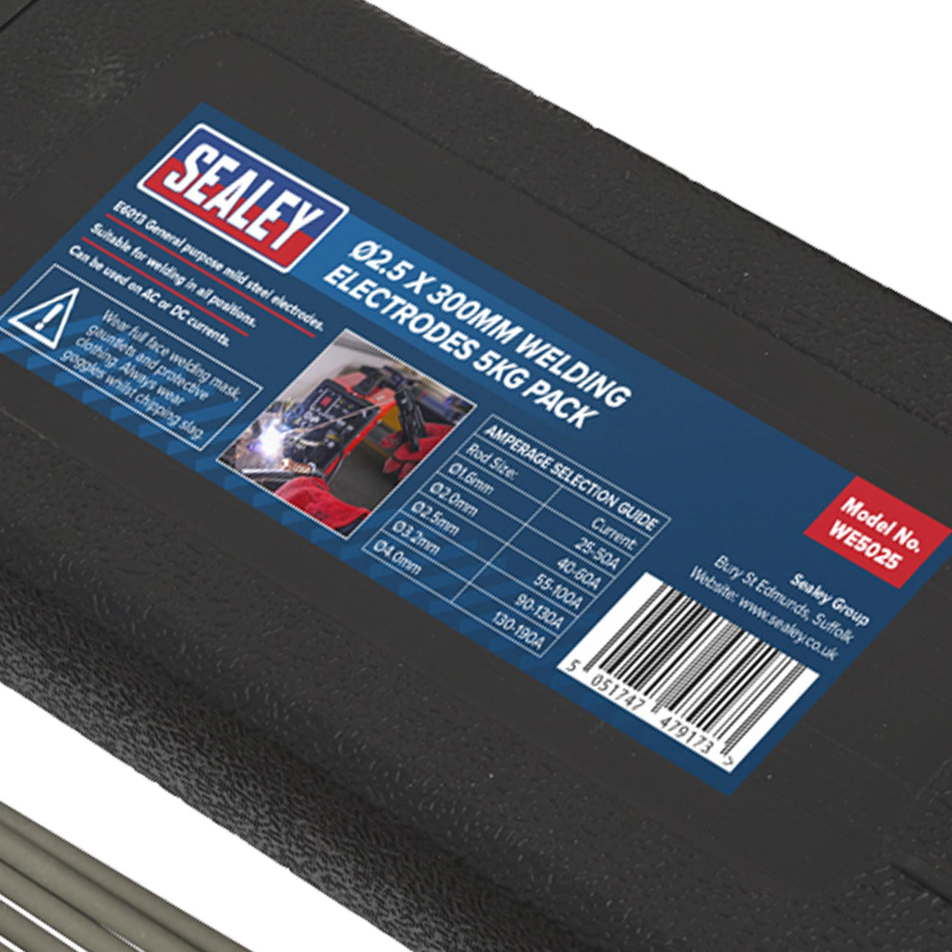 Welding Electrodes 2.5 x 300mm 5kg Pack.mild steel electrodes made Sealey