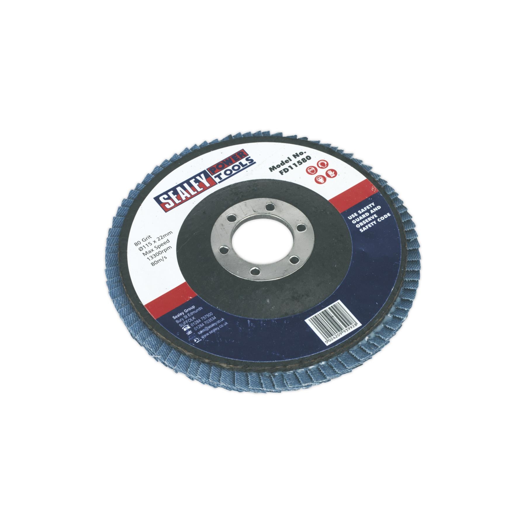 Sealey Flap Disc Zirconium Ø115mm Ø22mm Bore 80Grit