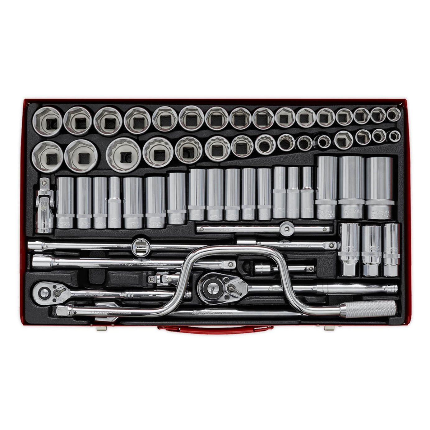 Sealey Socket Set 64pc 3/8" & 1/2"Sq Drive 6pt WallDrive - Metric/Imperial