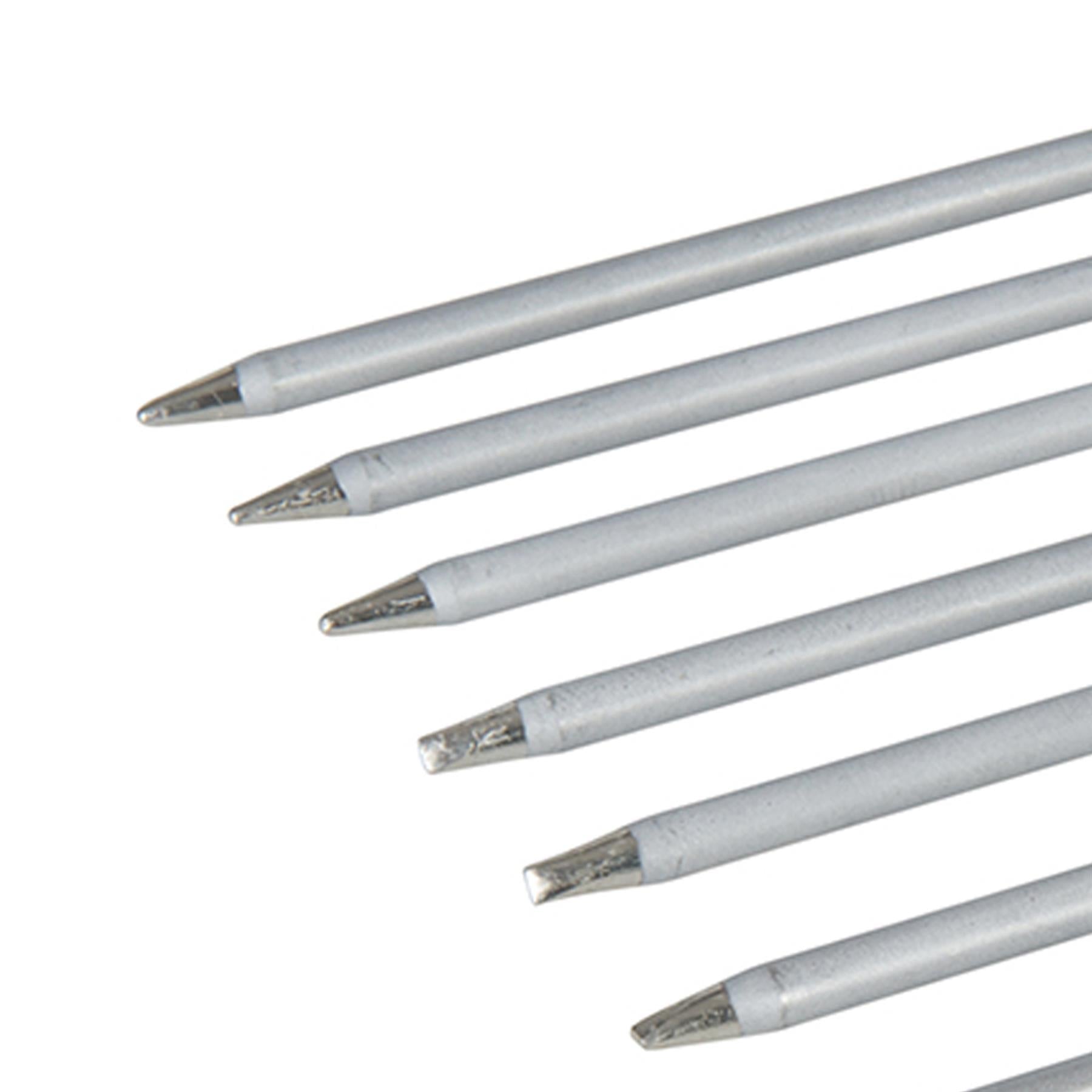 10Pc Soldering Iron Tip Set 3.8mm Diameter Point Chisel Replacement 40W Tip Set