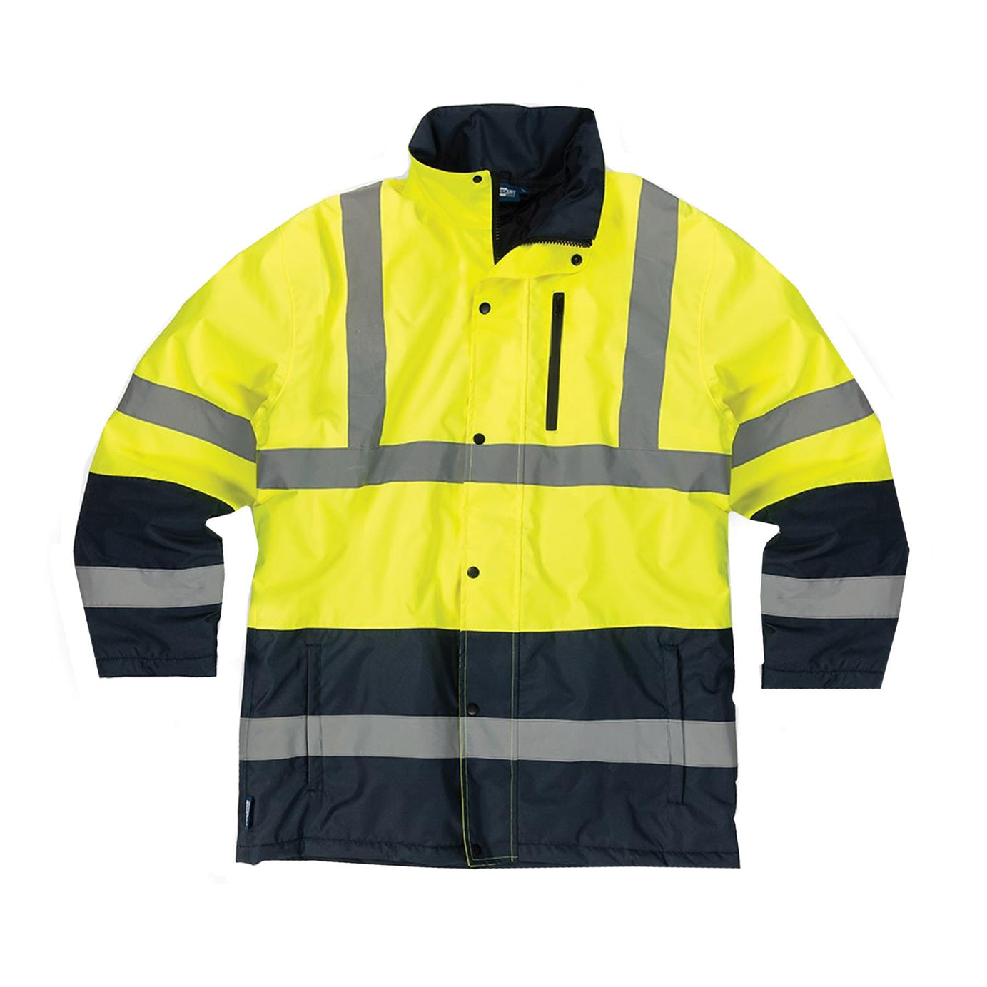 Tough Grit Hi-Vis 2-Tone Jacket Waterproof Coat Workwear Yellow/Navy S