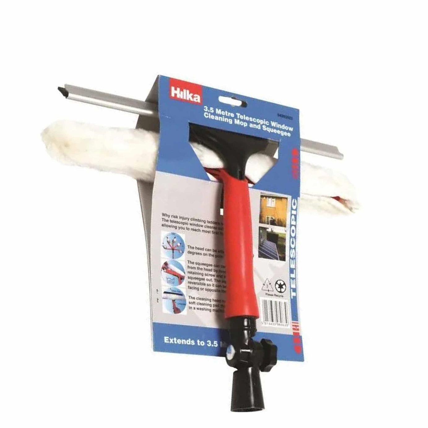 3.5m 10ft Telescopic Window Cleaner Brush Squeegee Extendable Head