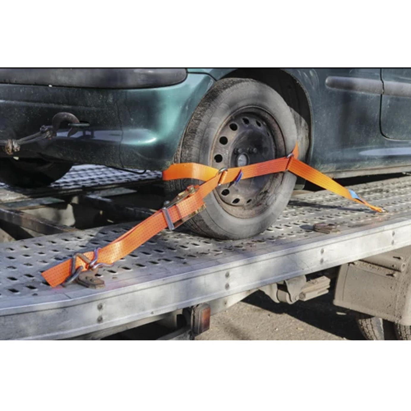 Sealey Car Transporter Ratchet Tie Down 50mm x 3m Steel Wheel - Single 4500kg Breaking Strength