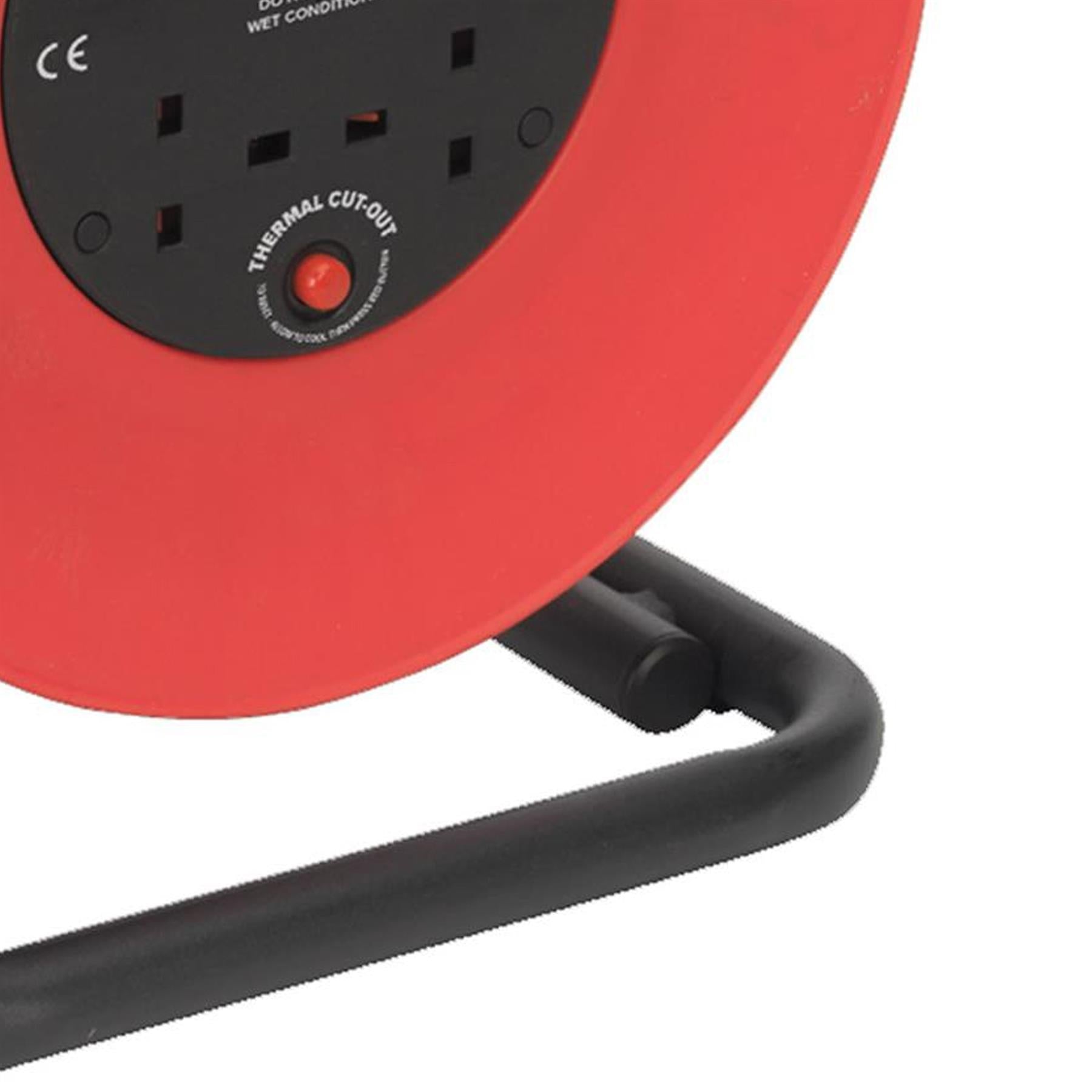 Sealey 4 Way Gang Socket Extension Heavy Duty 50m Cable Reel Electrical Lead