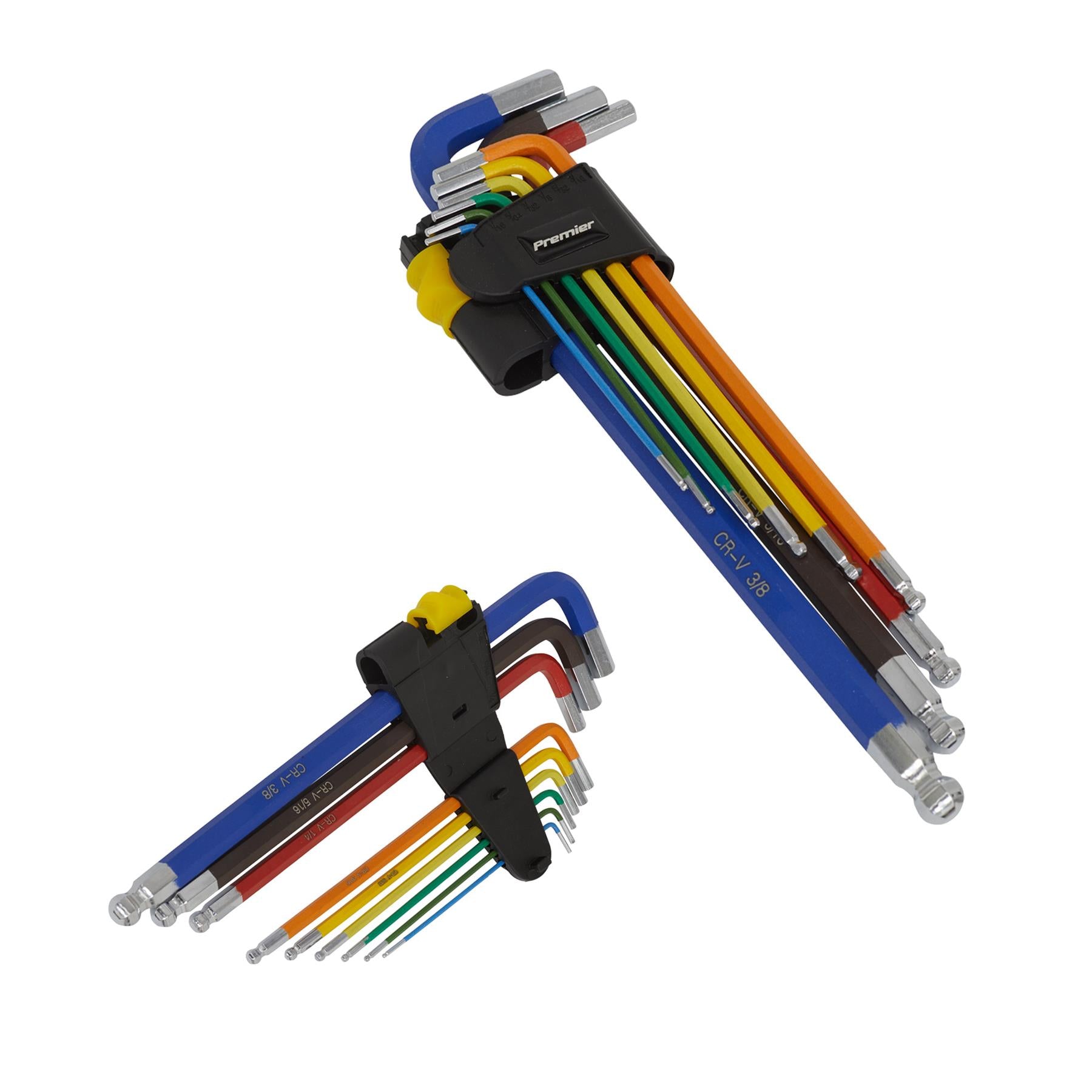 Sealey Ball-End Hex Key Set Extra-Long 9pc Colour-Coded Imperial