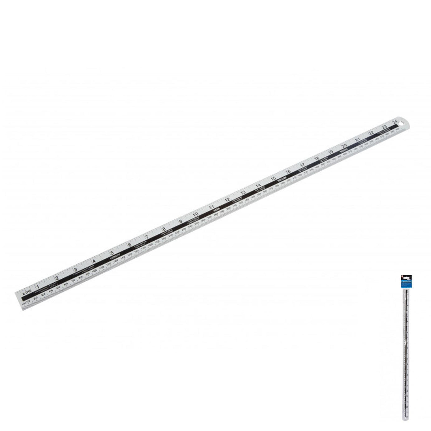BlueSpot Aluminium Ruler Measure 24" Anodised Aluminium Light & Won't Rust