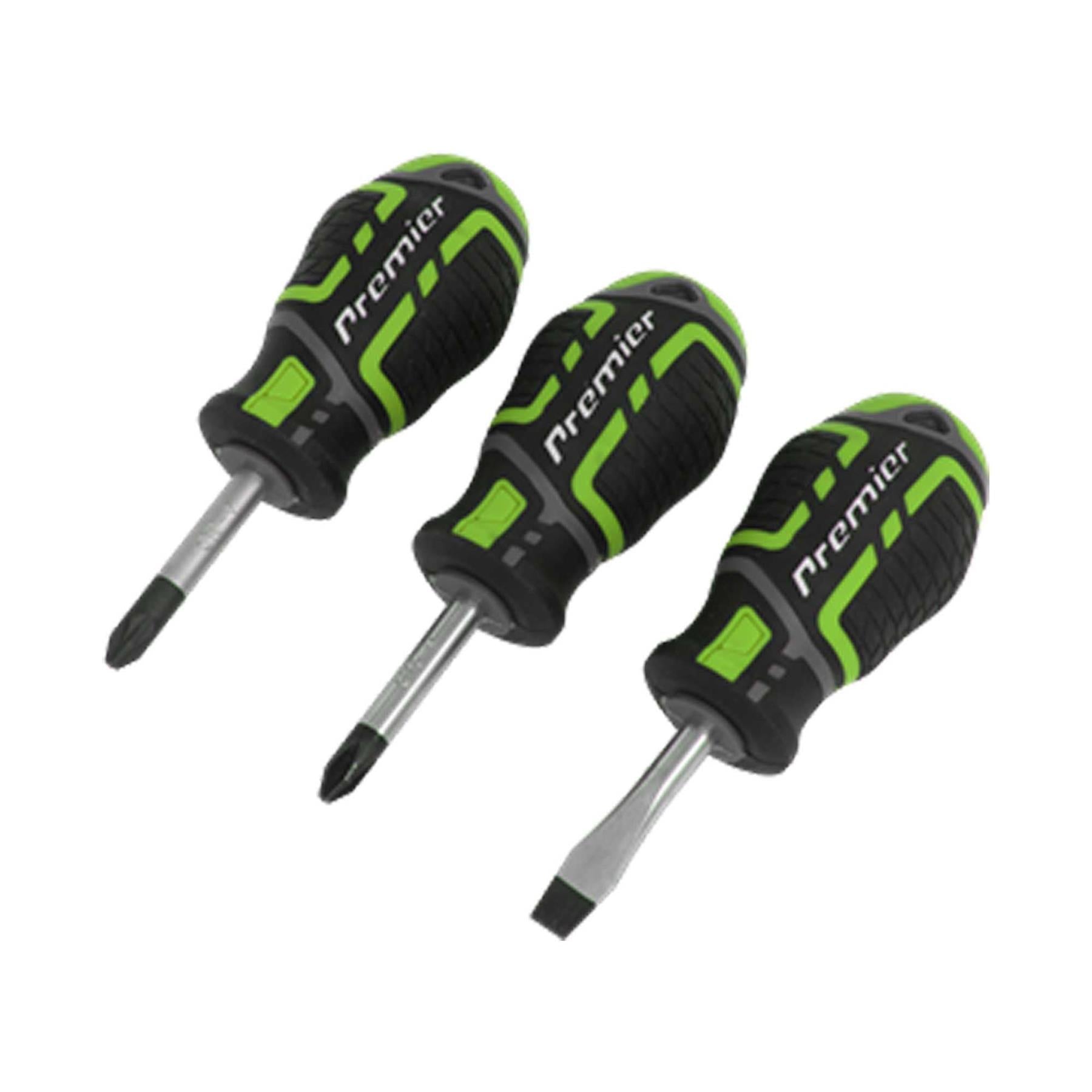 Sealey Screwdriver Set 3pc GripMAX� Stubby - Hi Vis