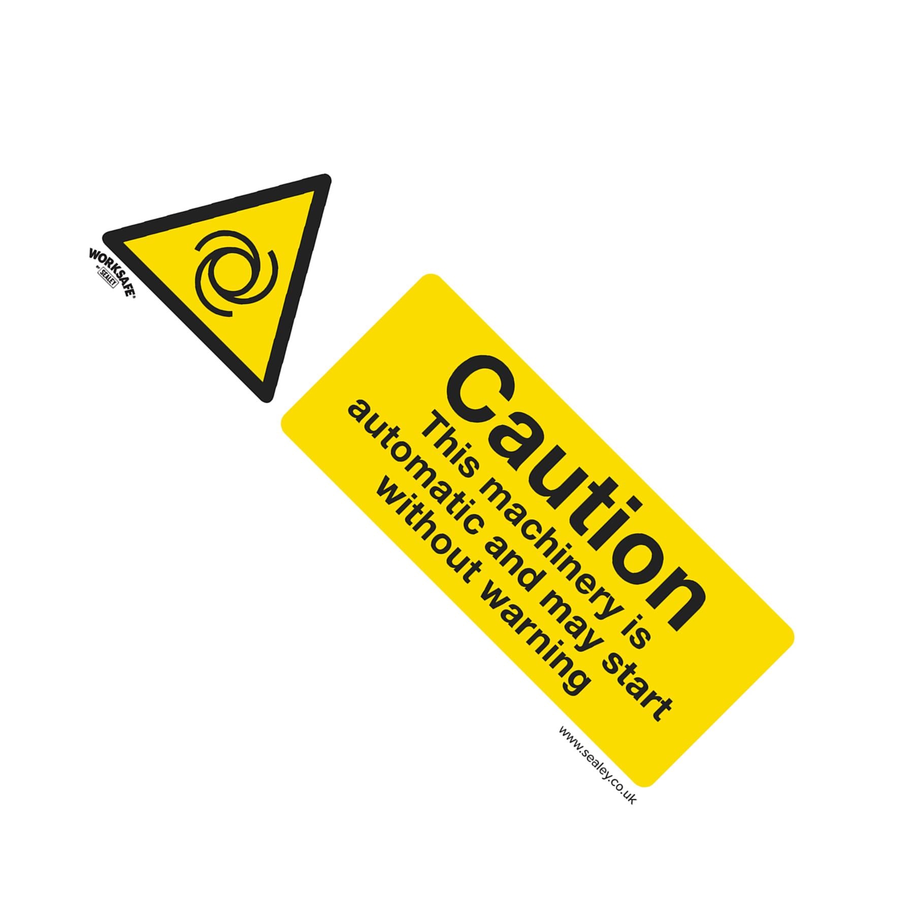 Sealey Safety Sign - Caution Automatic Machinery - Self Adhesive. Pk10