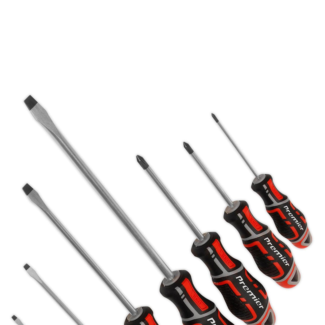 Sealey 7pc Screwdriver Set Slotted & Phillips Magnetic 75-200mm GripMax Red