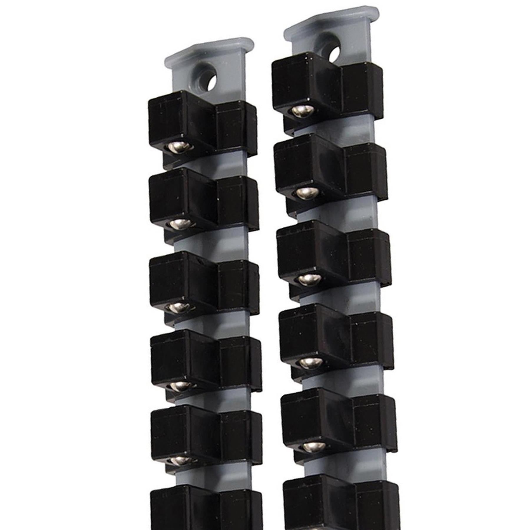 1/2" Drive Socket Holder Storage Organiser Rail Snap Set - 12 Clips Wall Mounting