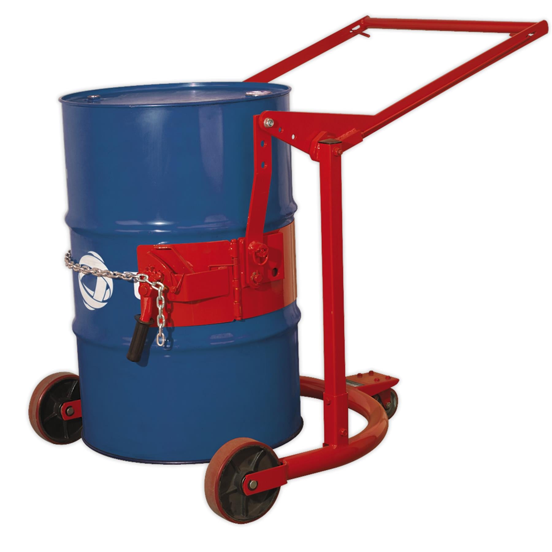 Sealey Mobile Drum Handler 205L  Lever handle raises drum
