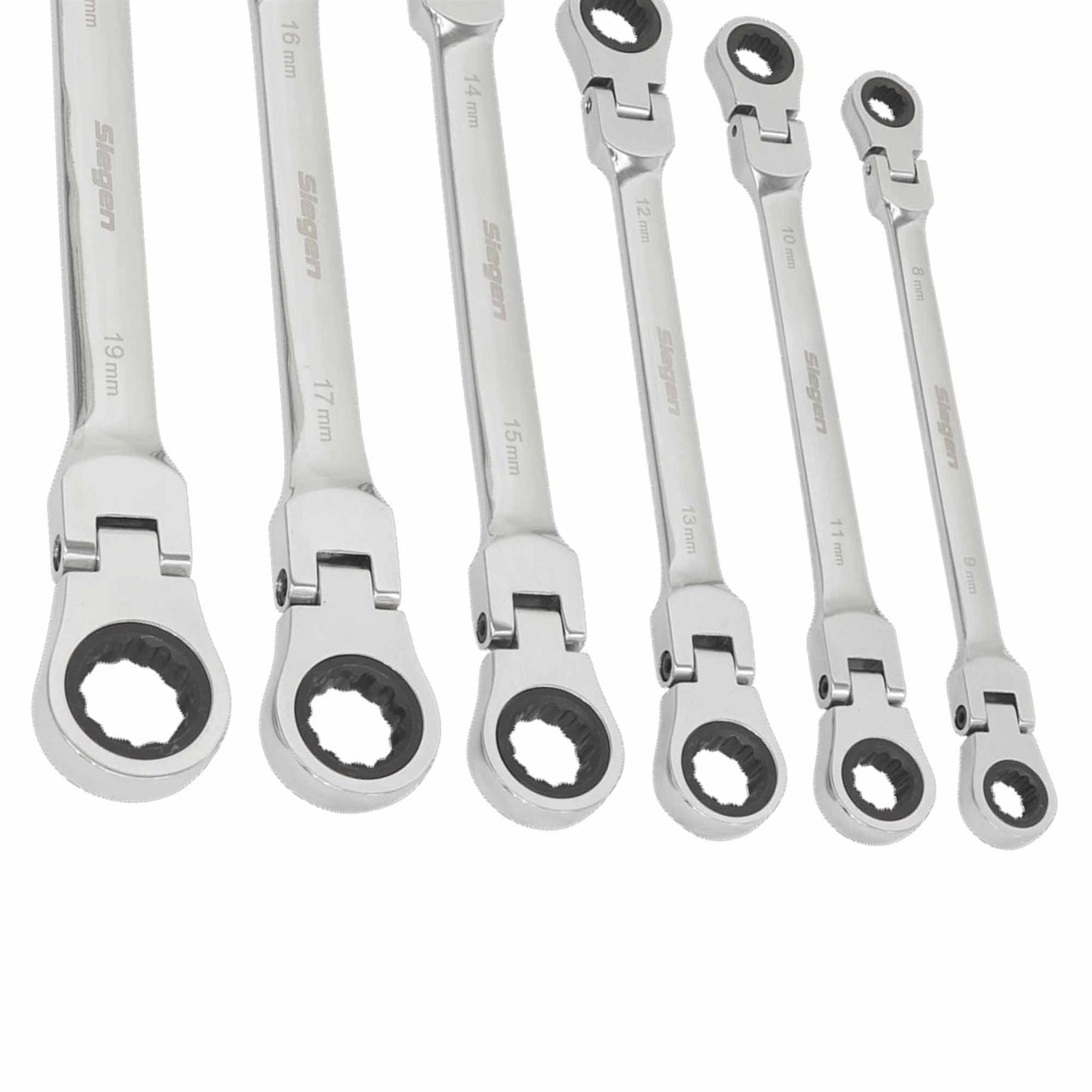 Sealey Flexi-Head Double End Ratchet Ring Spanner Set 6pc Metric