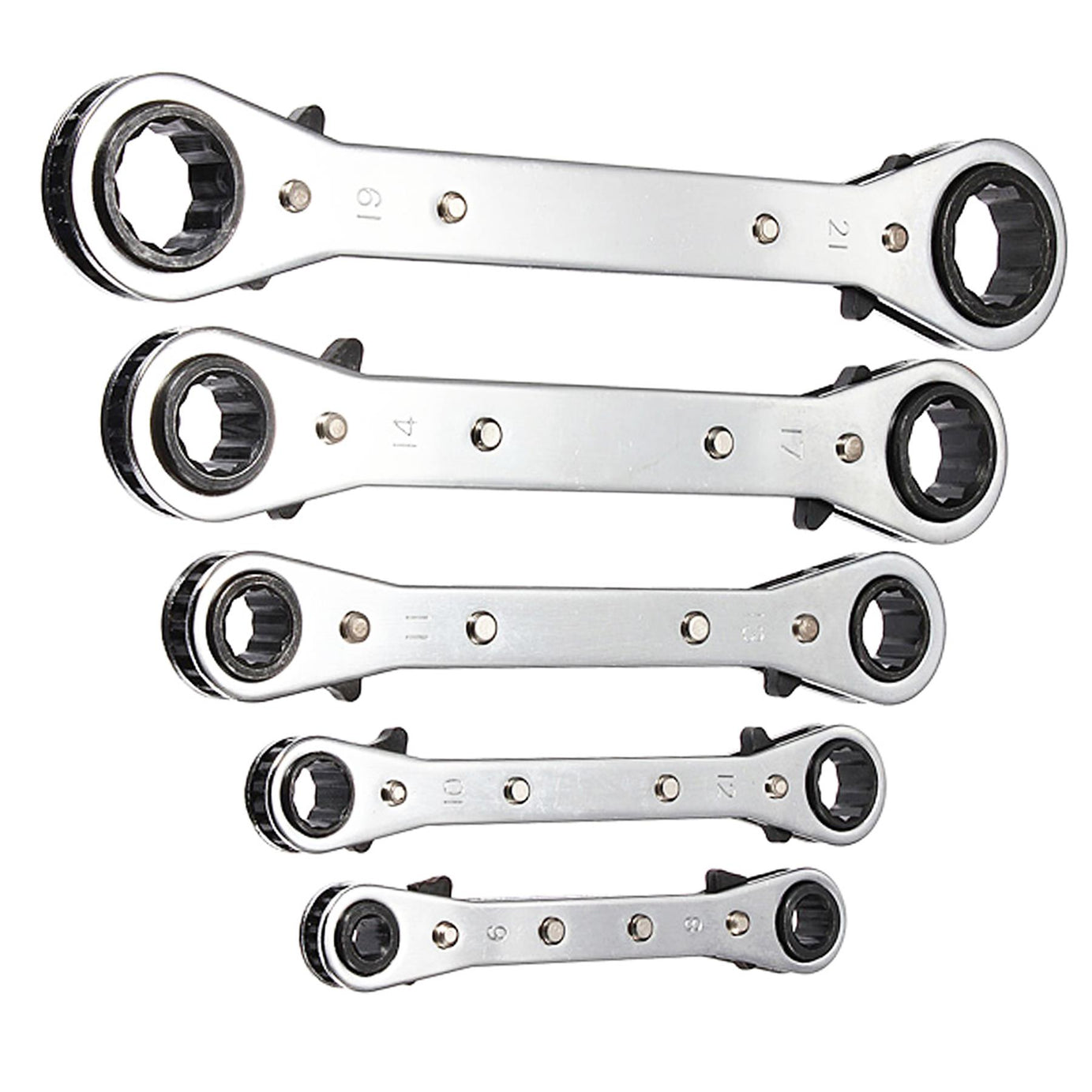 Ratcheting Ring Spanner Set 5 Metric Ratchet Ring Spanners 6-21mm Spanners