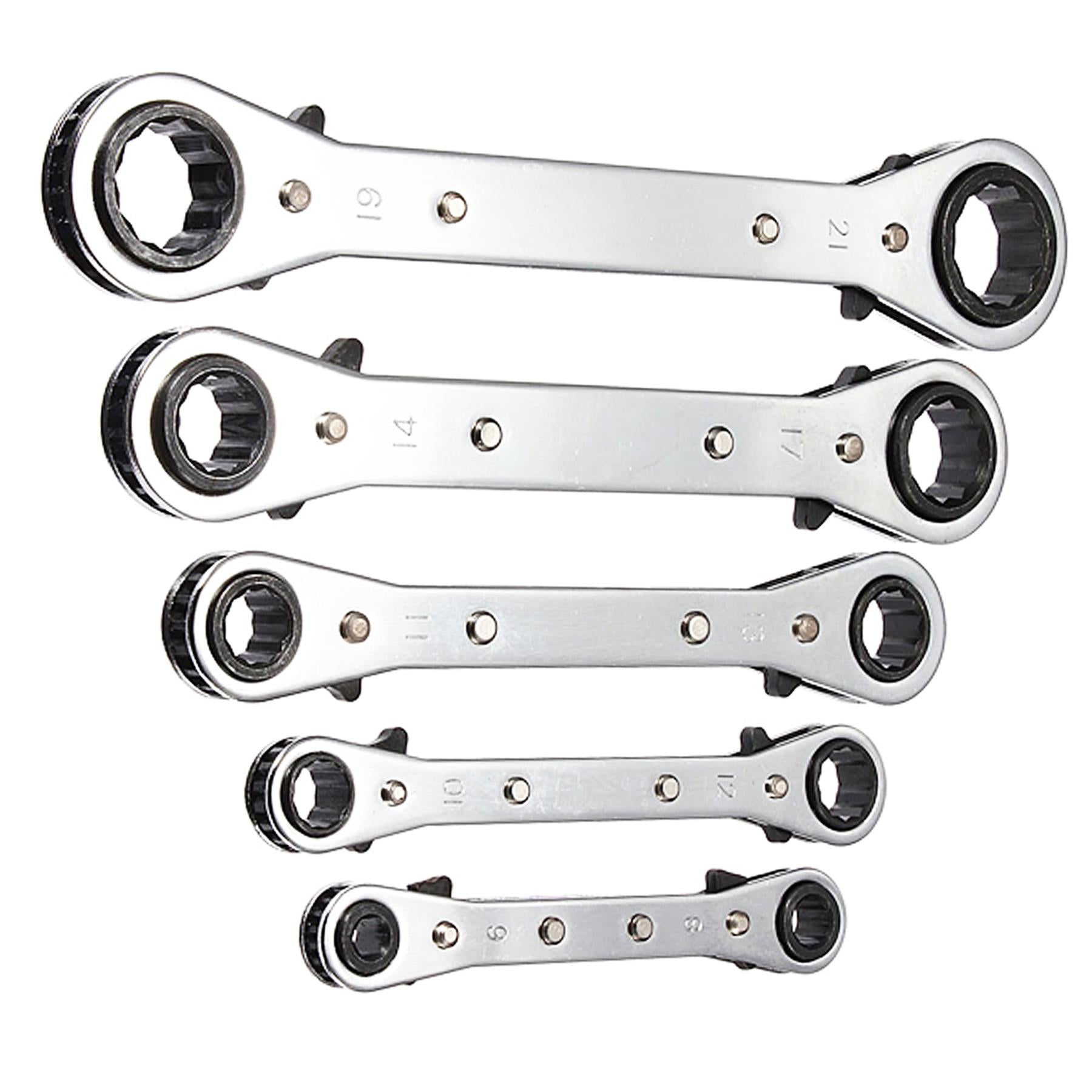 Ratcheting Ring Spanner Set 5 Metric Ratchet Ring Spanners 6-21mm Spanners