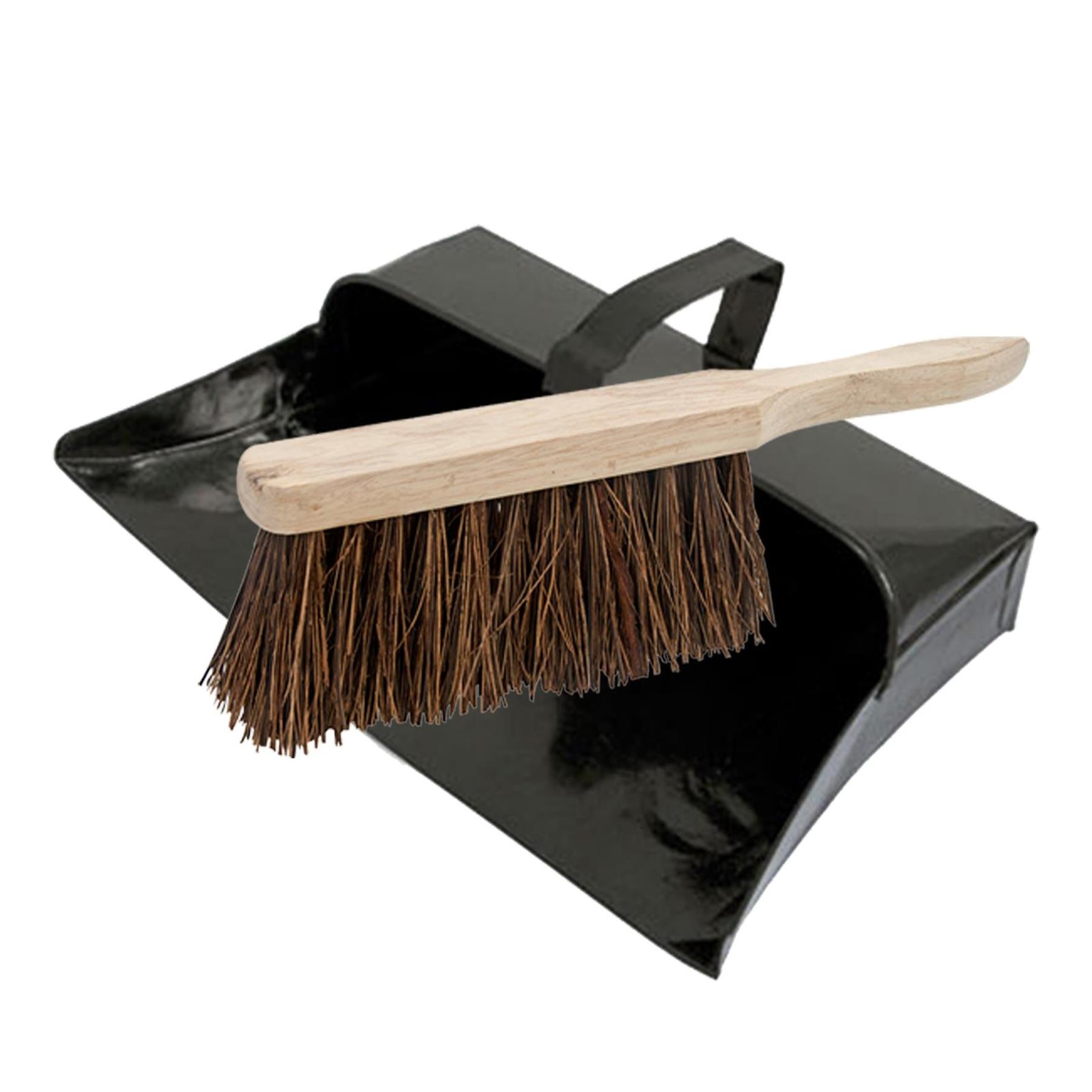 Strong Trade Metal Dustpan And Stiff Wooden Hand Brush Dustpan Set