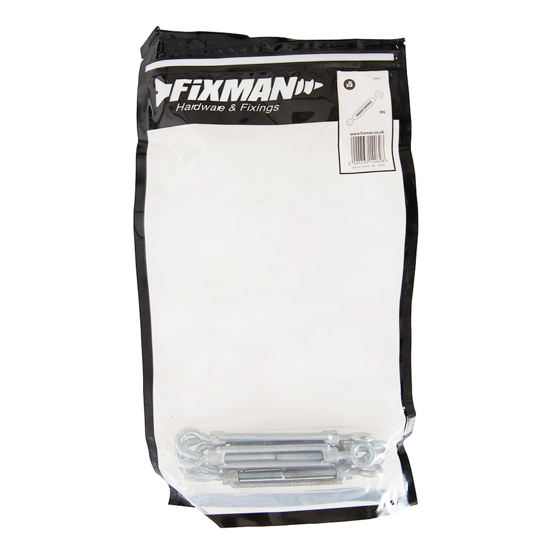 Heavy Duty Turn Buckle 5pk M6 Hook Eye Secure Fixing Strainer Tension