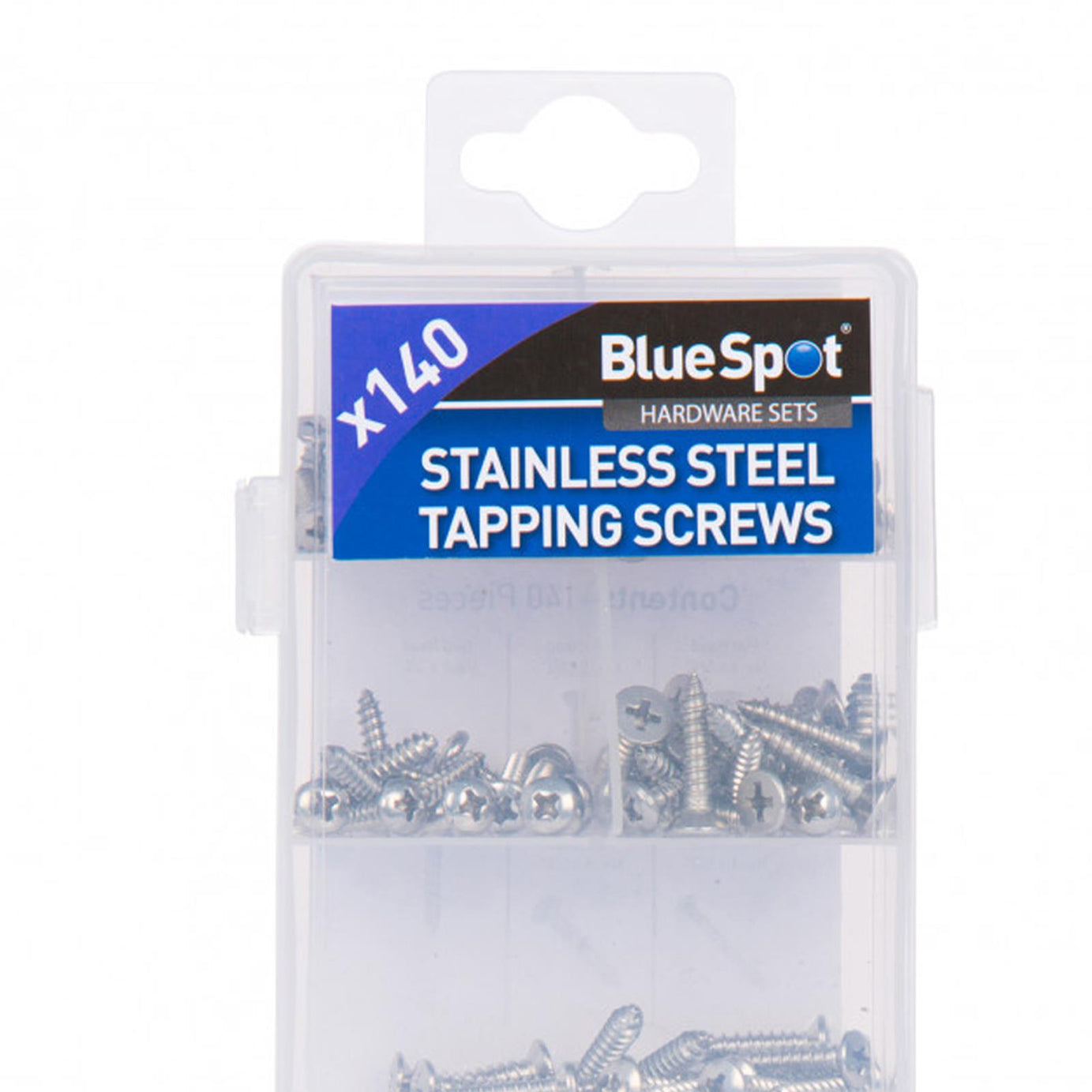 BlueSpot 140Pc Stainless Steel Self Tapping Screw Flush Oval Pan-Head & Countersunk