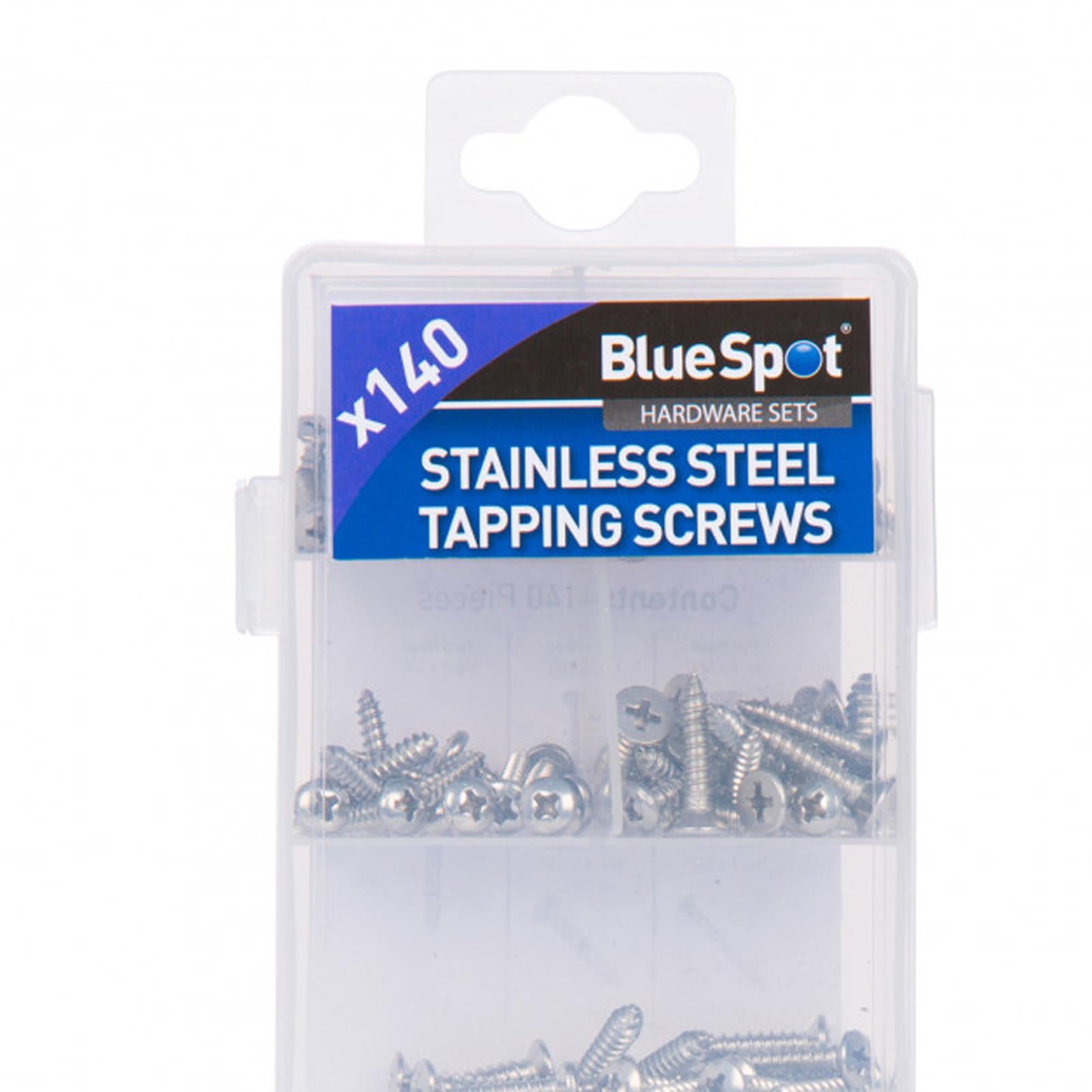 BlueSpot 140Pc Stainless Steel Self Tapping Screw Flush Oval Pan-Head & Countersunk
