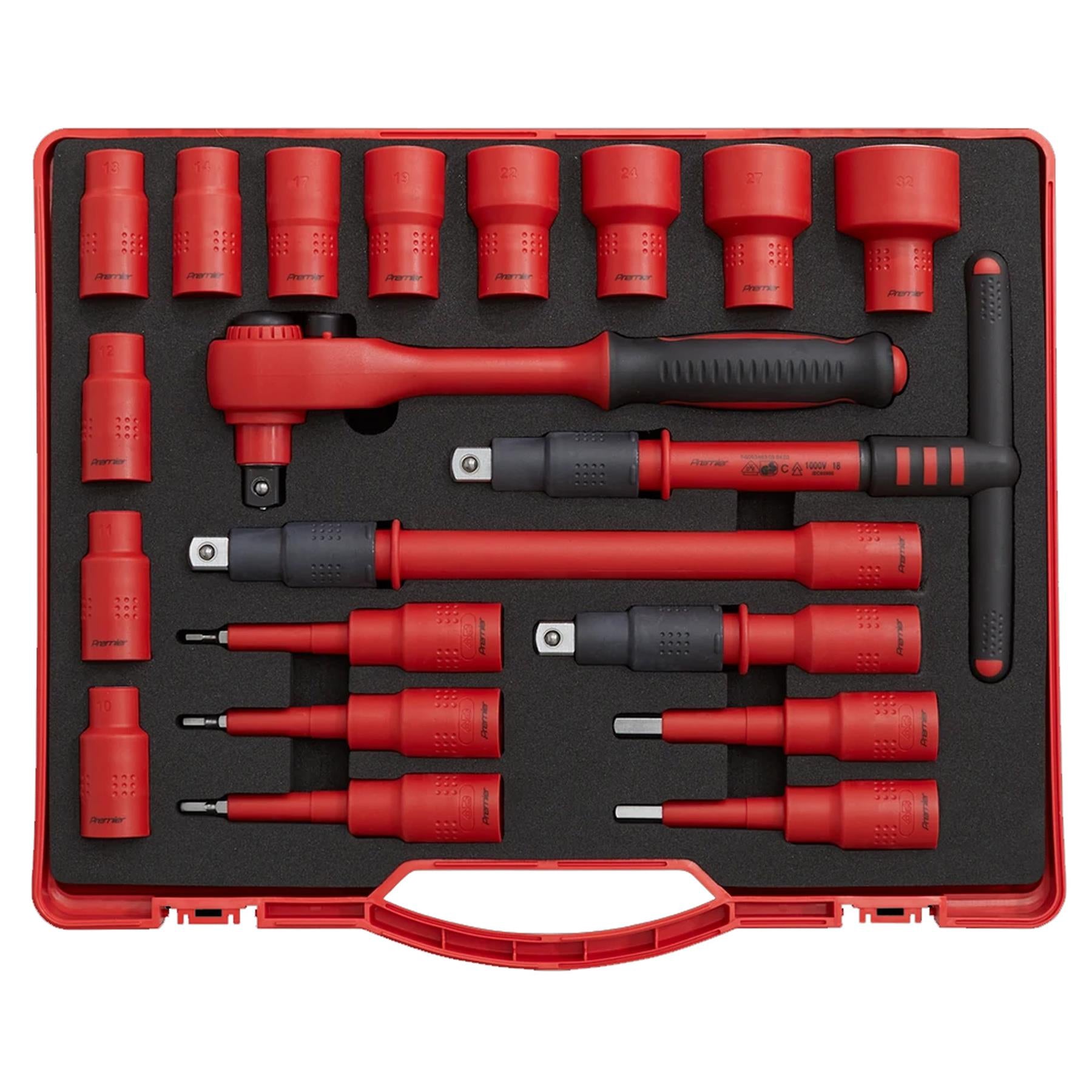 Sealey Insulated Socket Set 20pc 1/2"Sq Dr WallDrive VDE App.