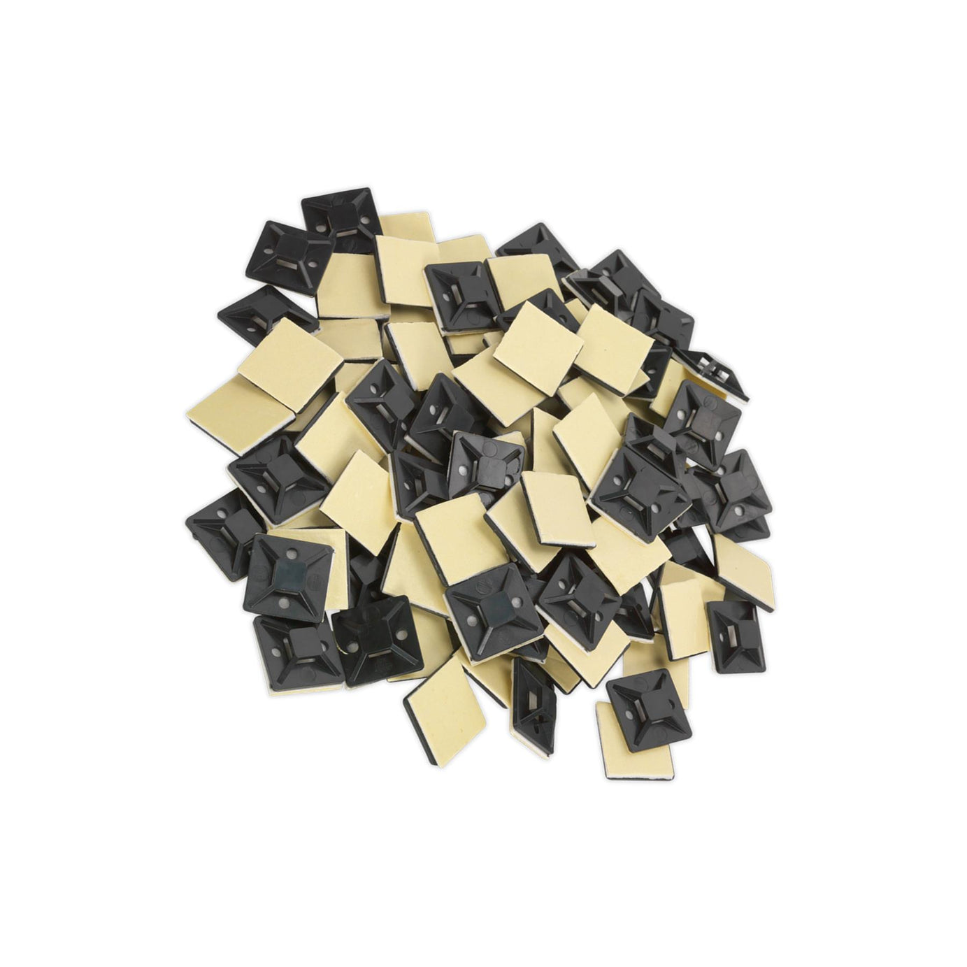 Sealey Self-Adhesive Cable Tie Mount 25 x 25mm Black Pack of 100