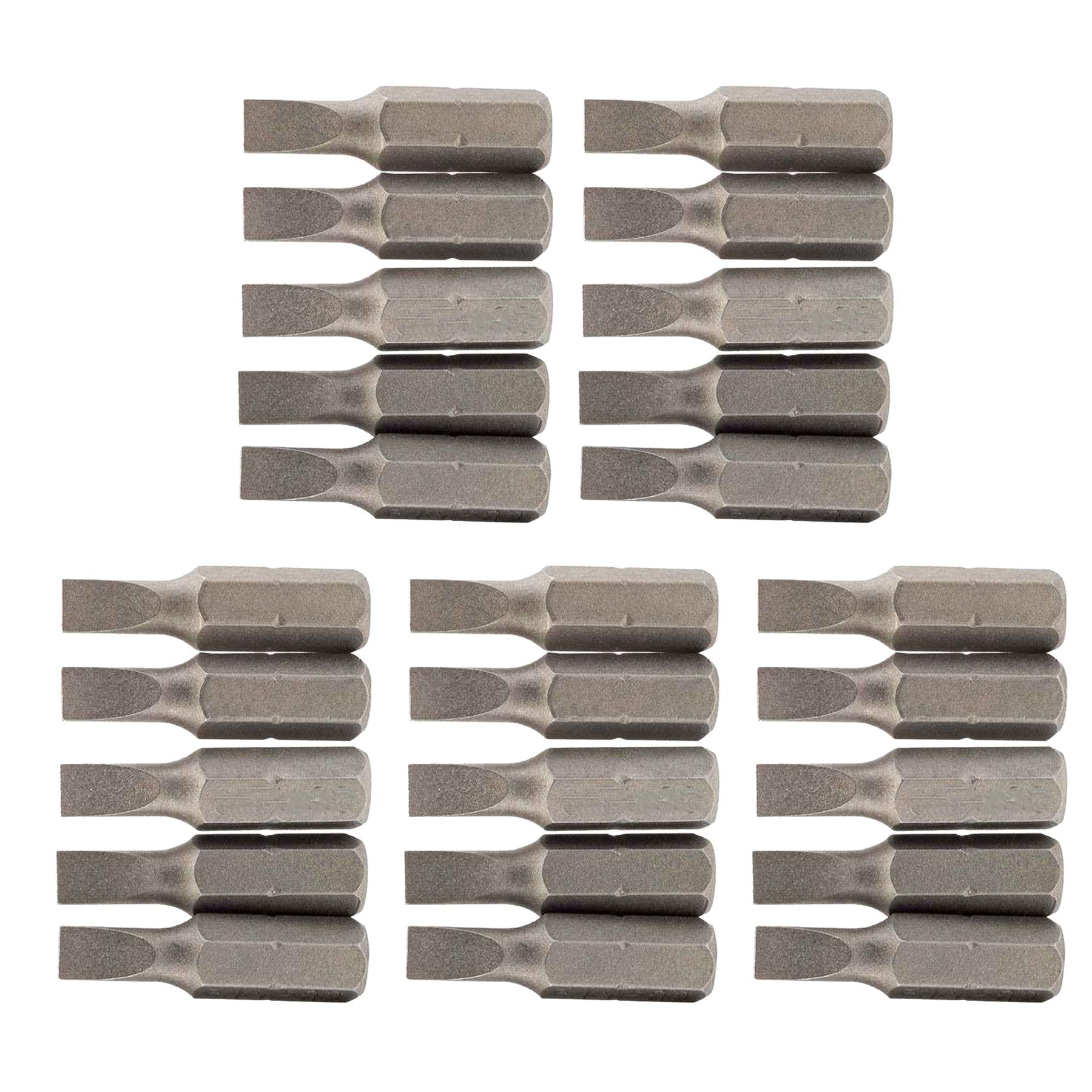 Slotted Screwdriver Bits 6mm CRV Chrome Vanadium Steel 1/4" Hex Drive 25Pcs