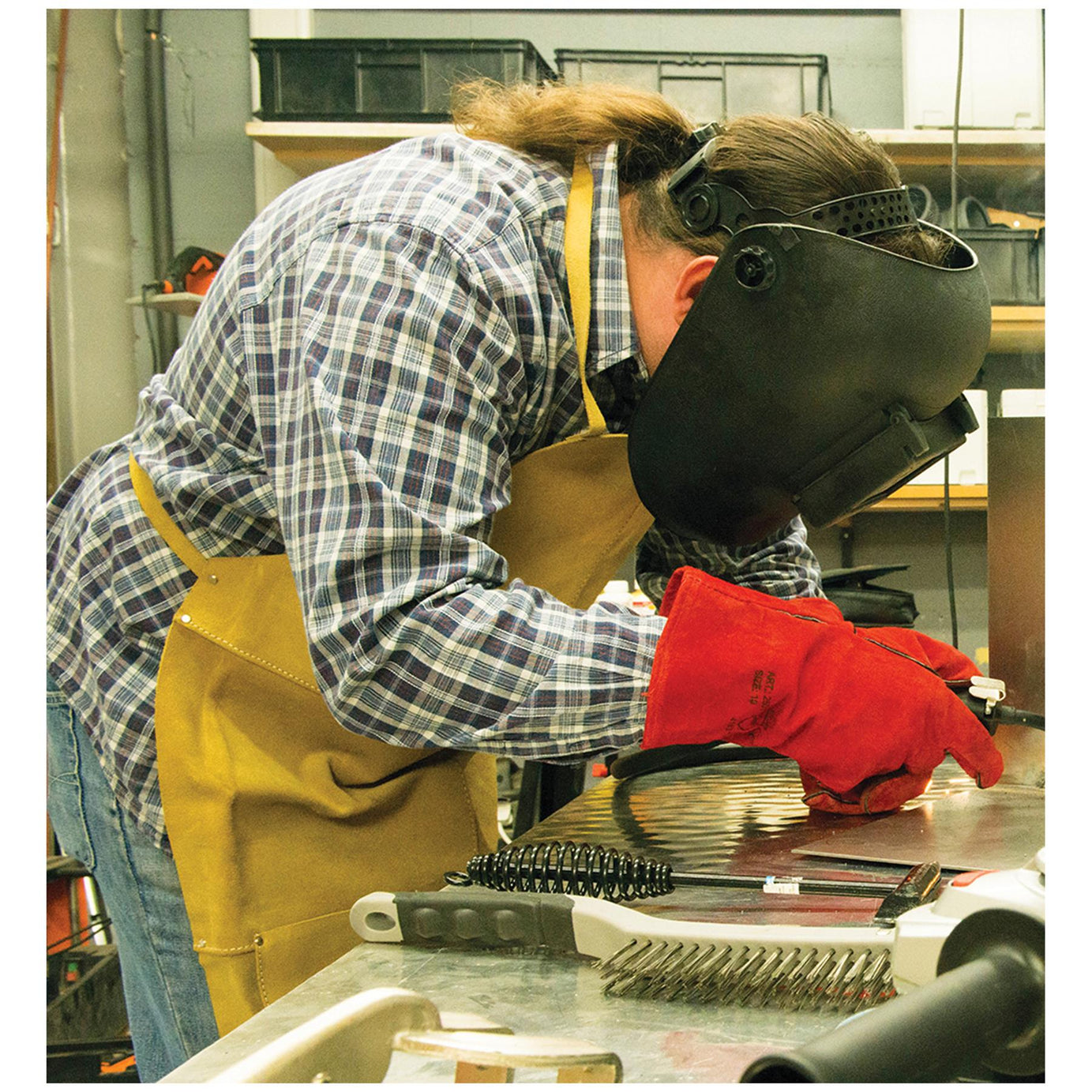 Welders Welding Apron Full Length Chrome Leather Tan Blacksmith Heavy Duty