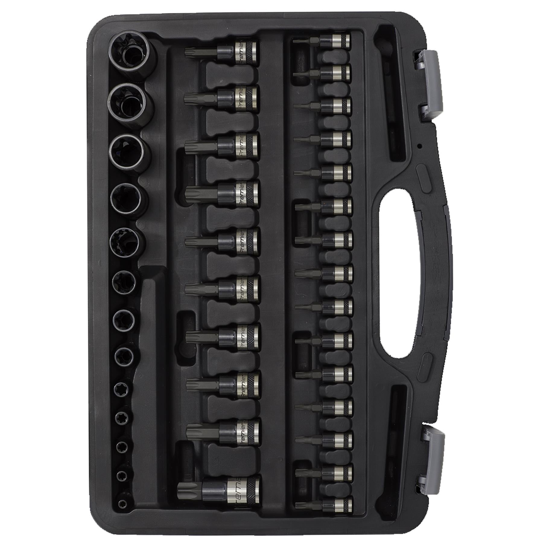 Sealey TRX-Star* & Security Socket Bit Set 38pc 1/4",3/8"&1/2"Sq Dr