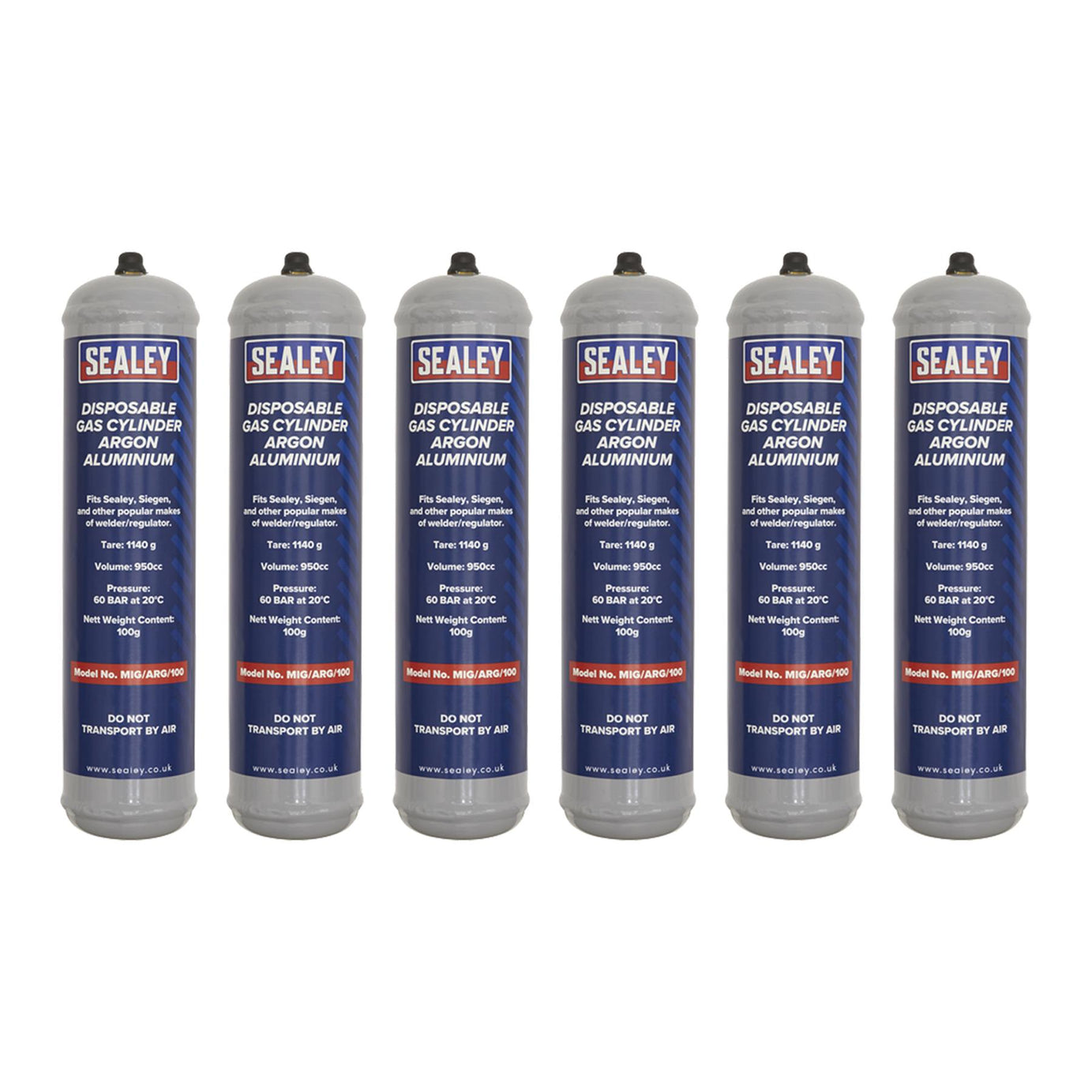 Sealey Gas Cylinder Disposable Argon 100g - Box of 12