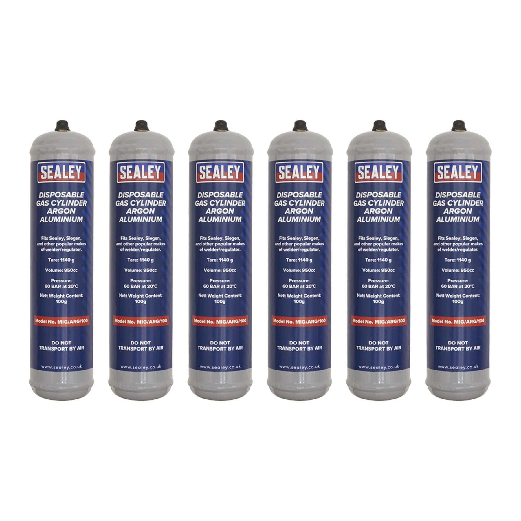 Sealey Gas Cylinder Disposable Argon 100g - Box of 12