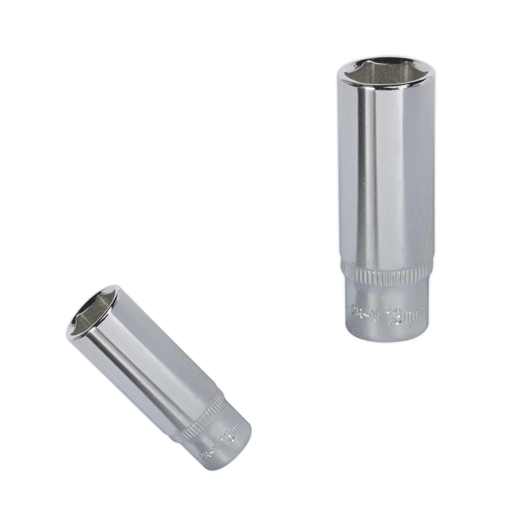 Sealey WallDrive® Socket 13mm Deep 1/4"Sq Drive Fully Polished