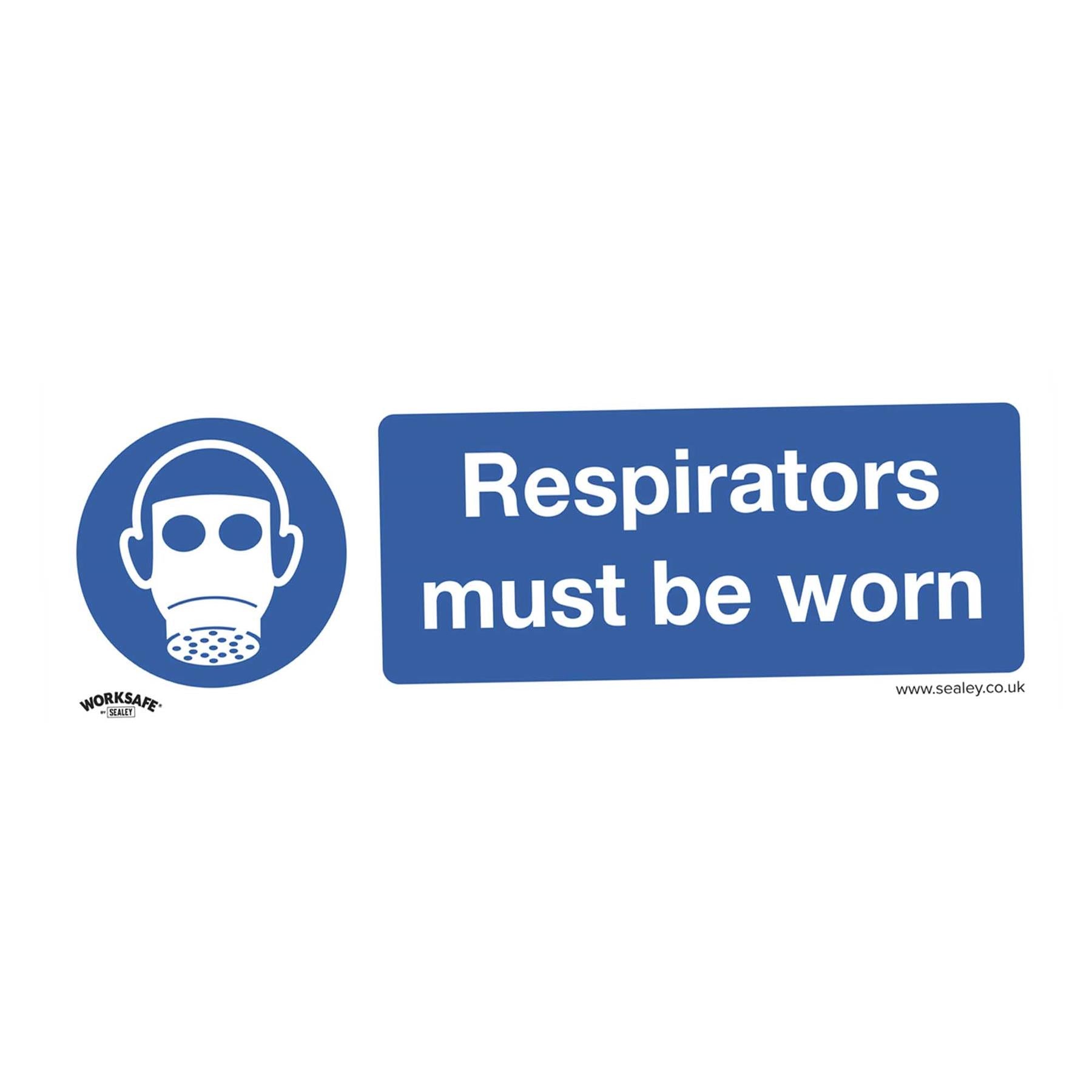 Sealey Mandatory Safety Sign - Respirators Must Be Worn - Self-Adhesive Vinyl - Pack of 10