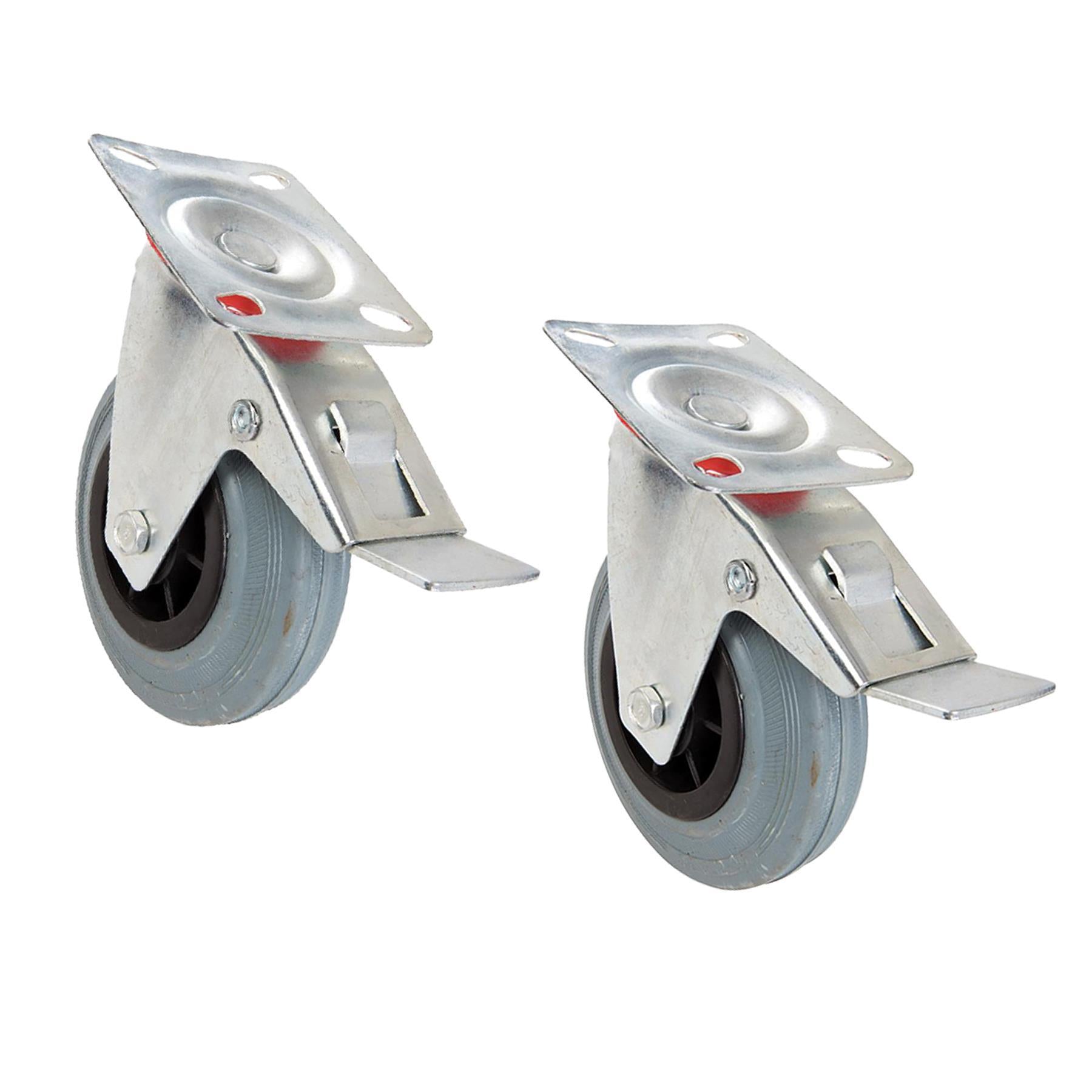 10 x Heavy Duty 125mm Rubber Swivel Castor Wheels Trolley Furniture Caster