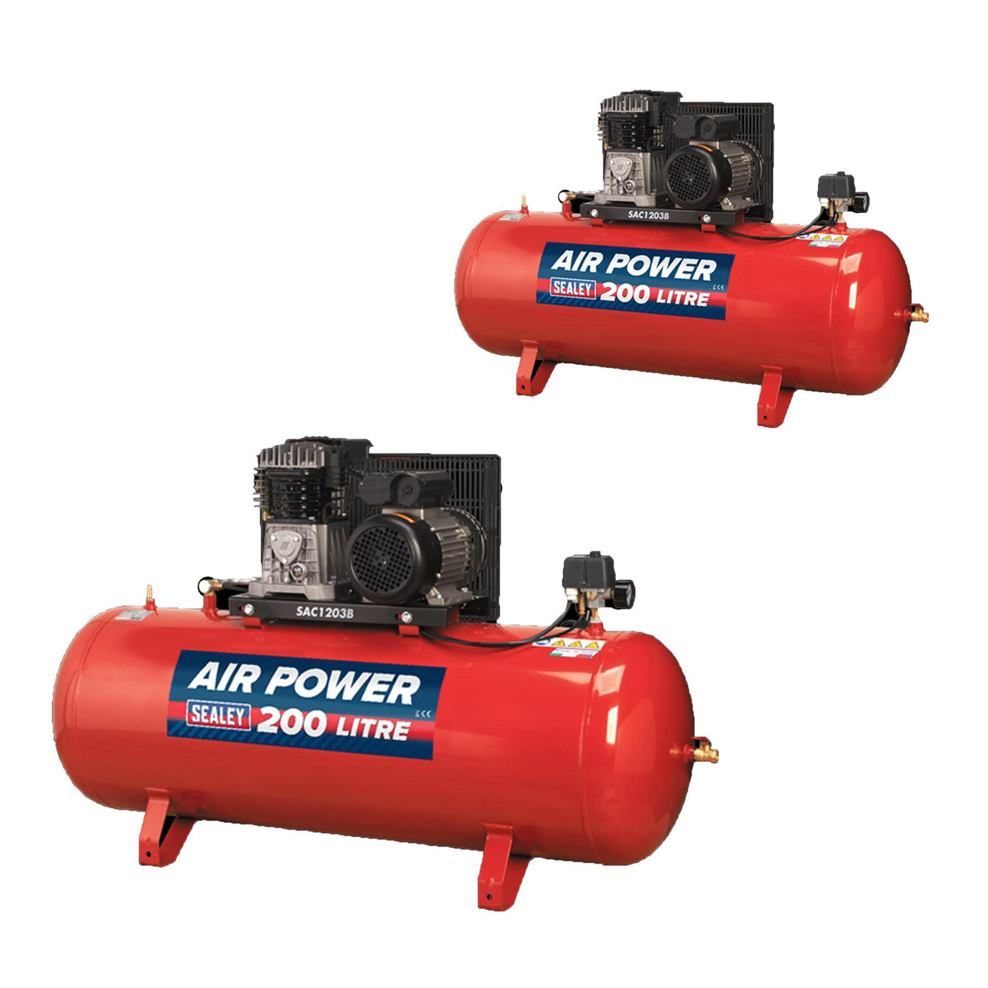 Sealey SAC1203B Air Compressor 200L Belt Drive 3hp with Cast Cylinders