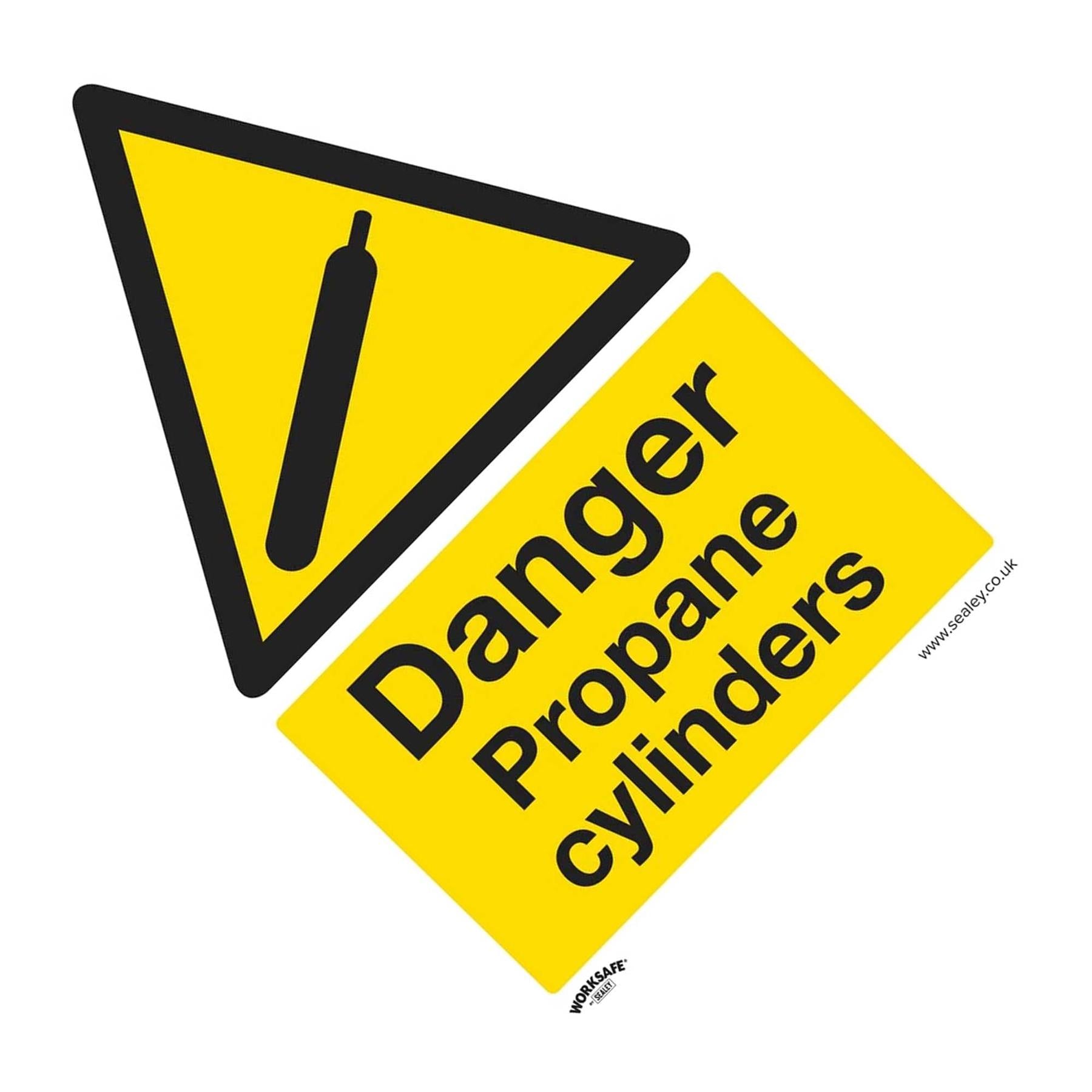 Sealey Warning Safety Sign - Danger Propane Cylinders - Self-Adhesive Vinyl